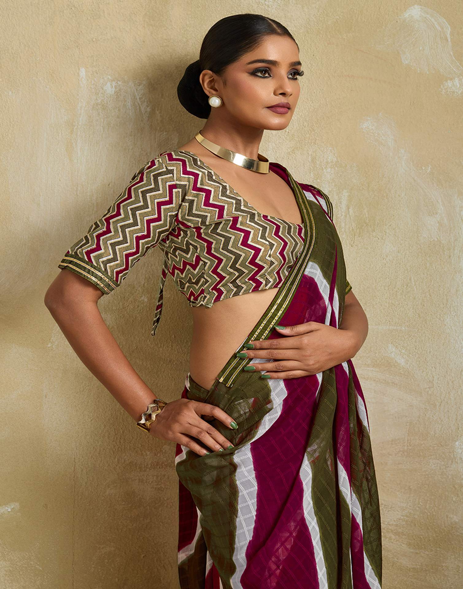 Mehndi Green Georgette Printed Saree