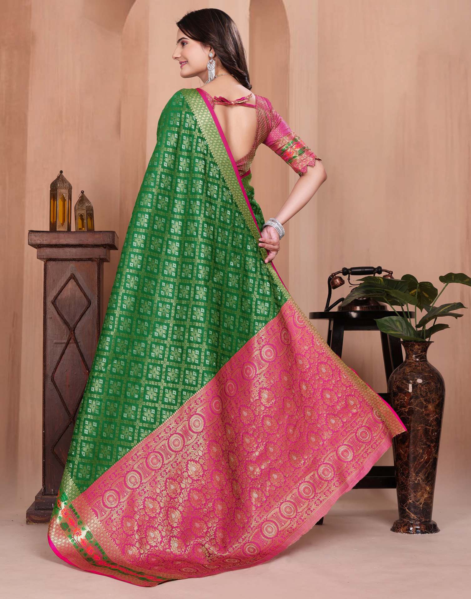 Green Silk Woven Patola Saree