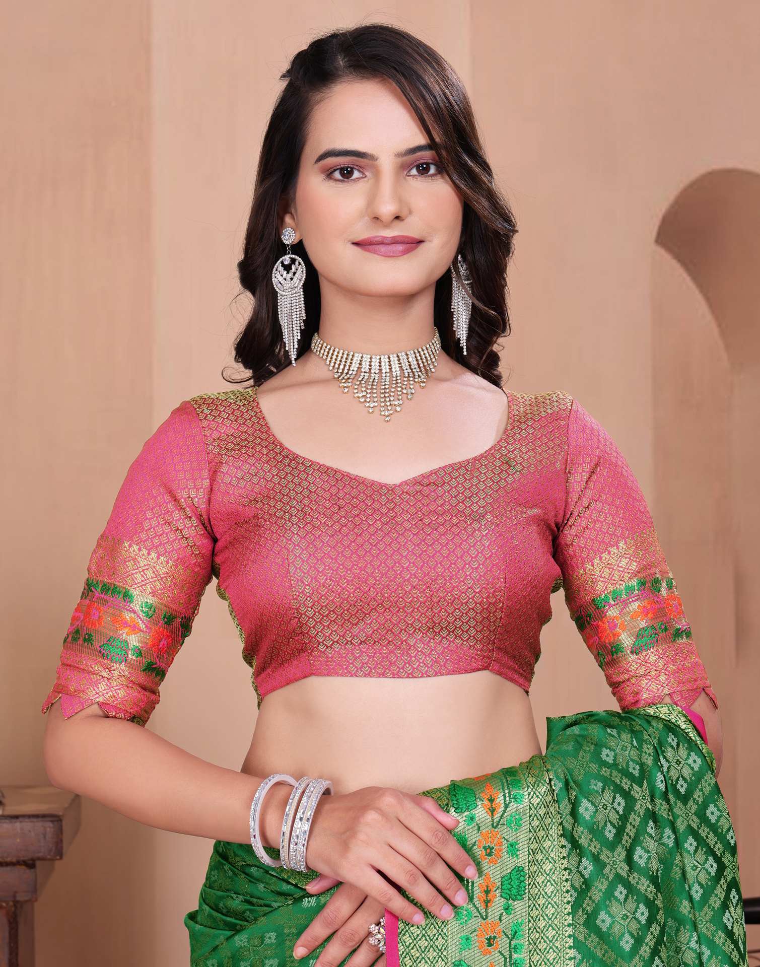 Green Silk Woven Patola Saree