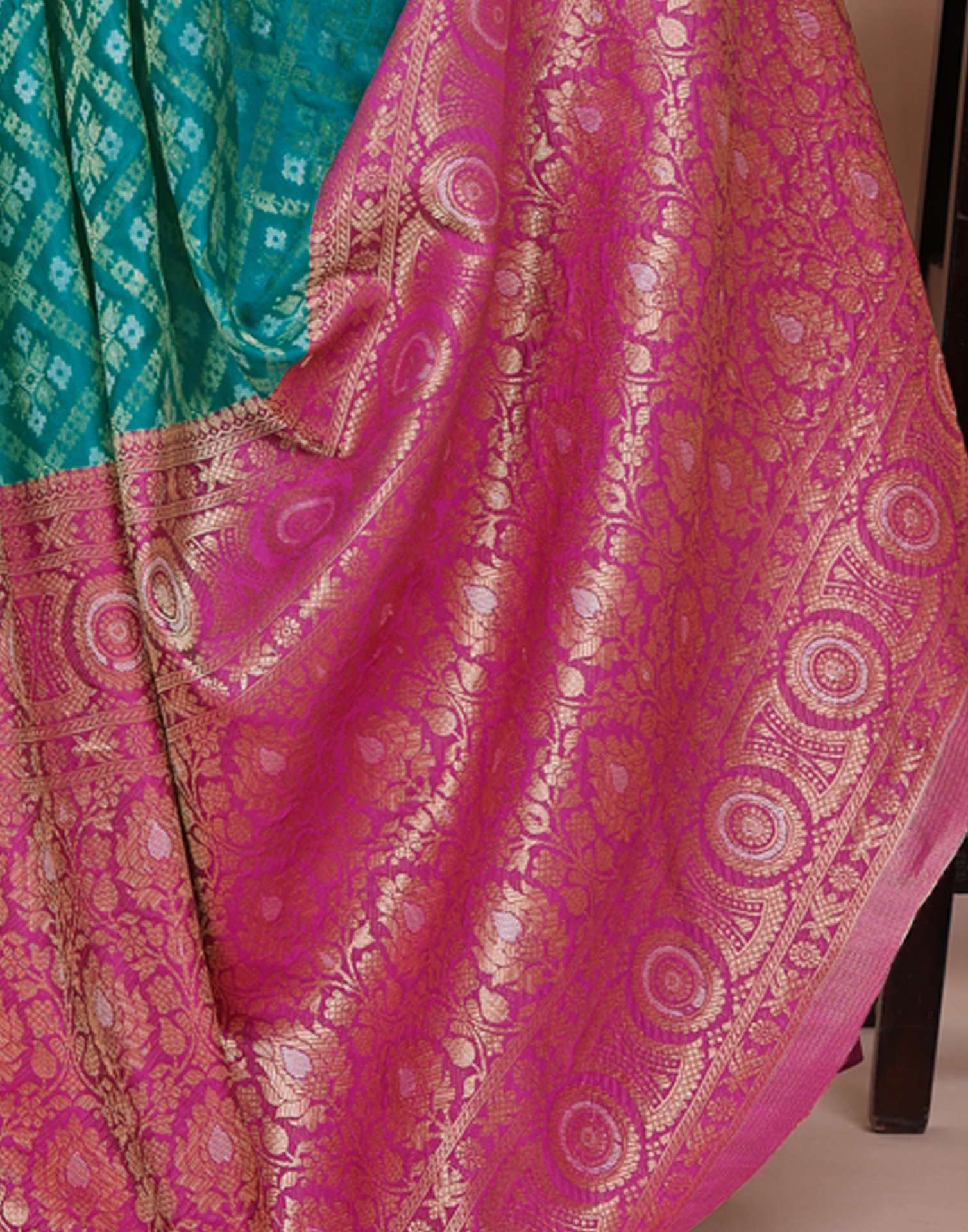 Turquoise Blue Silk Woven Patola Saree