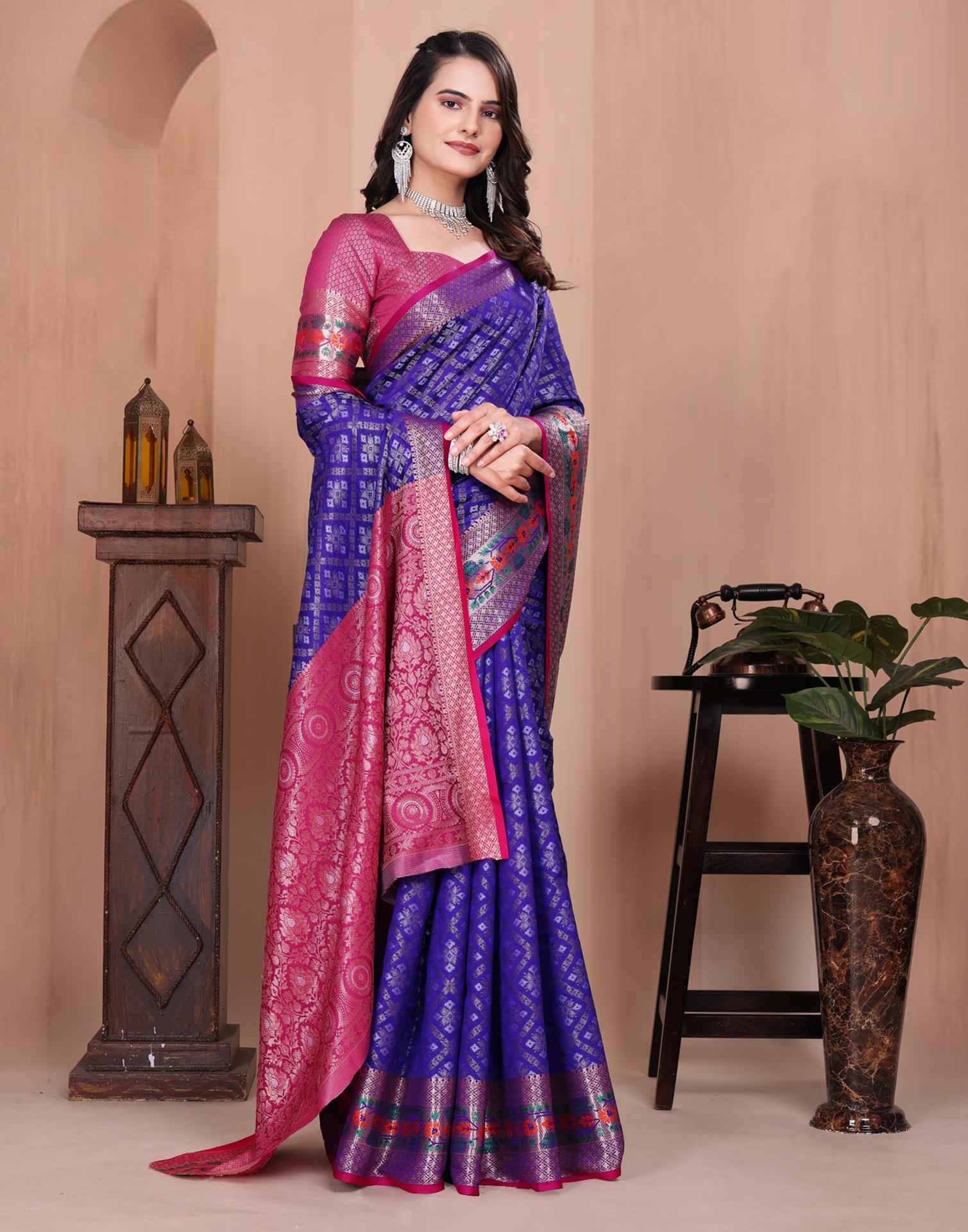 Dark Purple Silk Woven Patola Saree