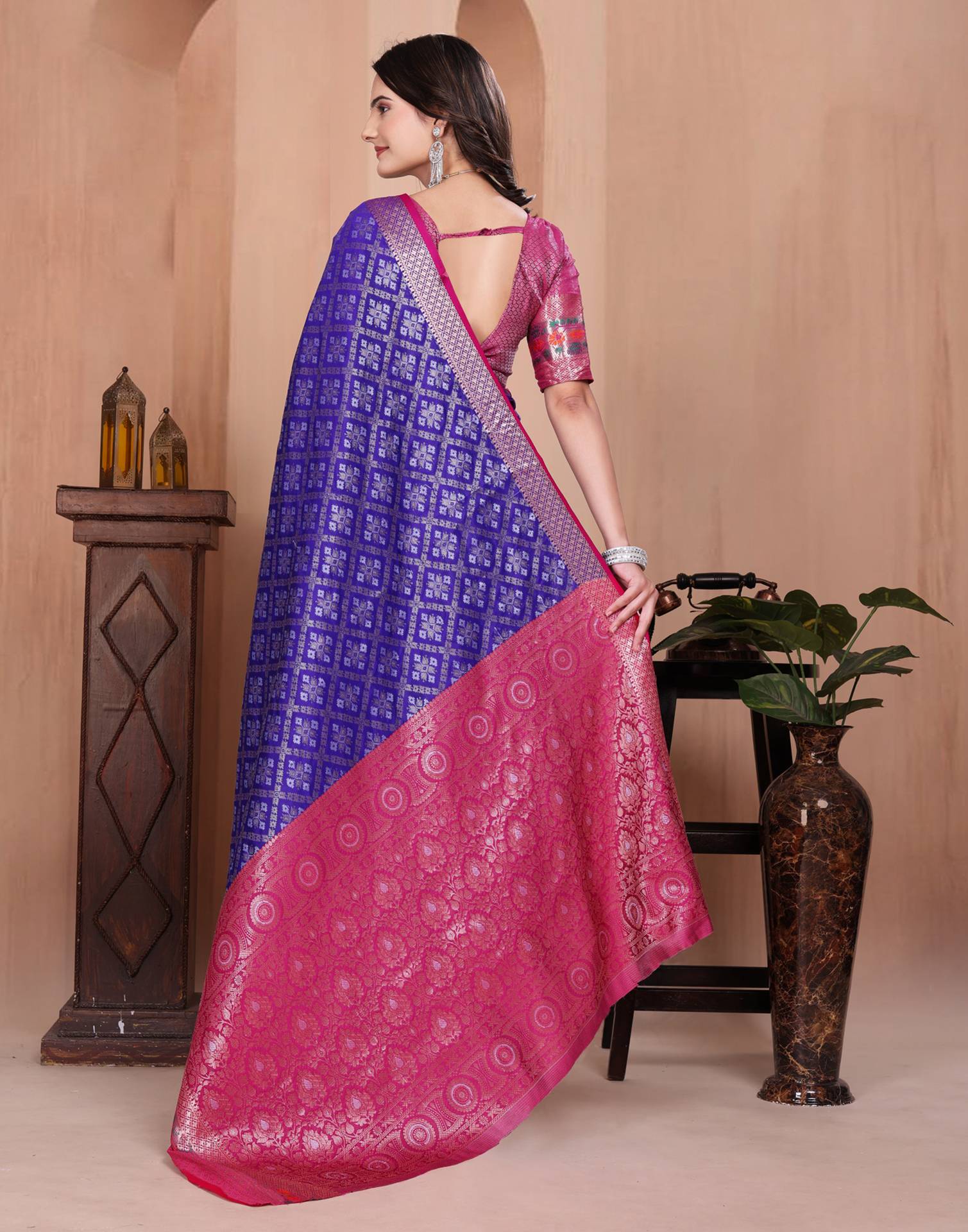 Dark Purple Silk Woven Patola Saree