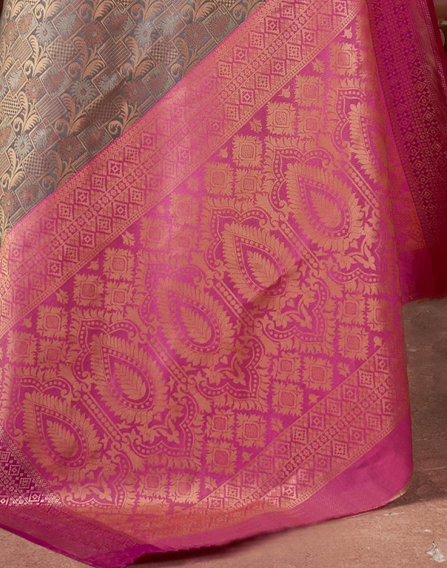 Grey Silk Woven Saree