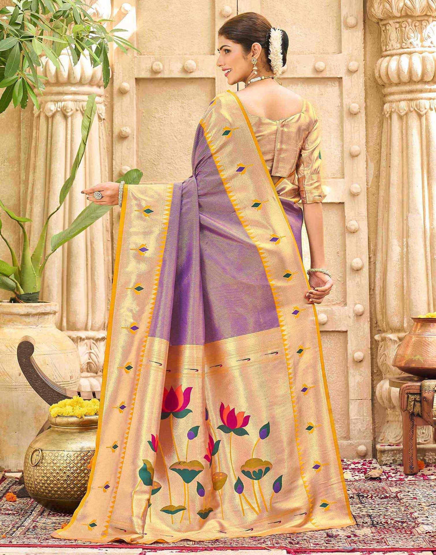 Dusty Purple Silk Woven Paithani Saree