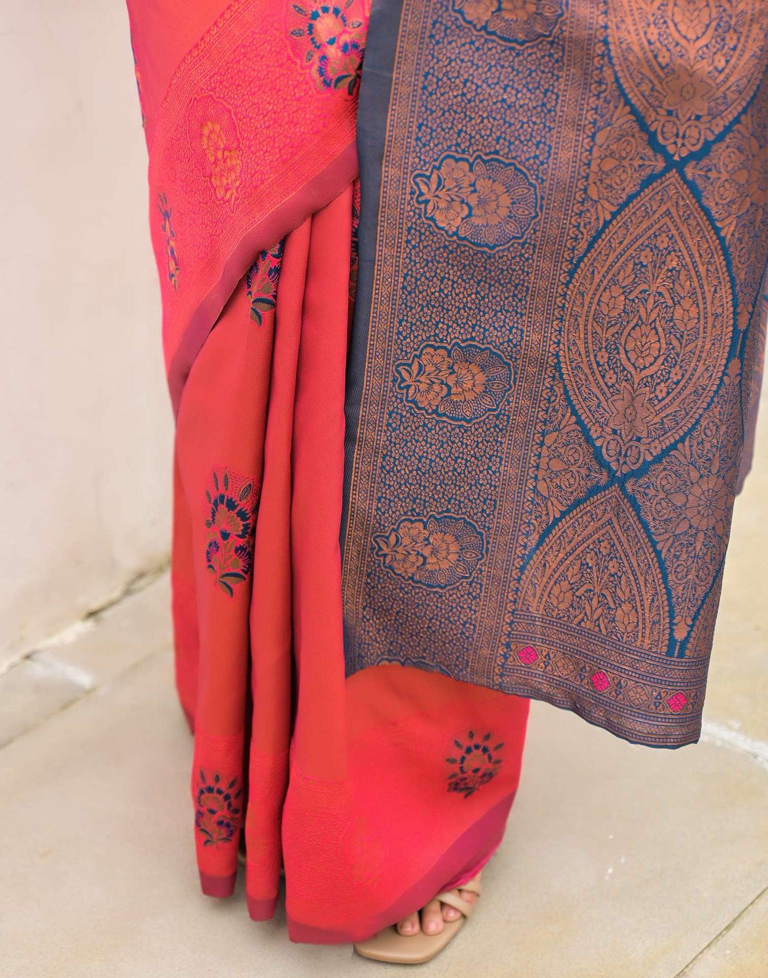 Dark Pink Silk Woven Saree