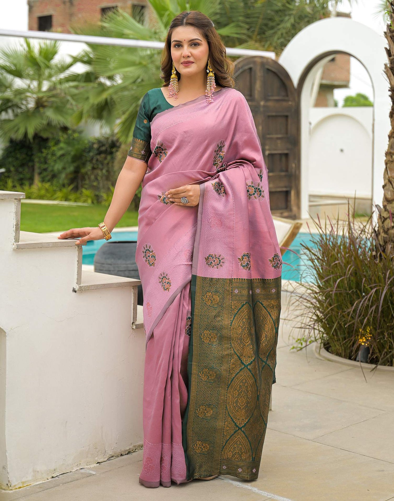 Mauve Silk Woven Saree