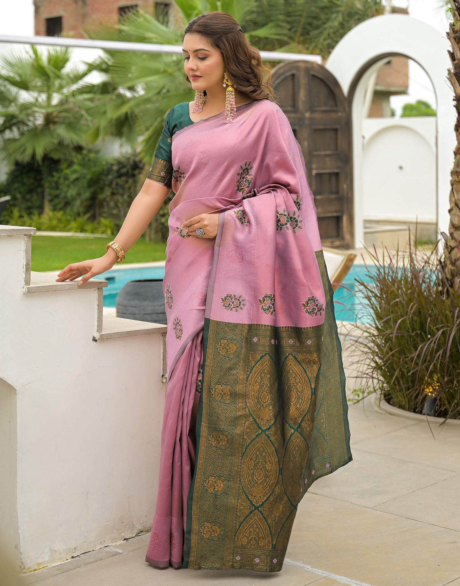 Mauve Silk Woven Saree