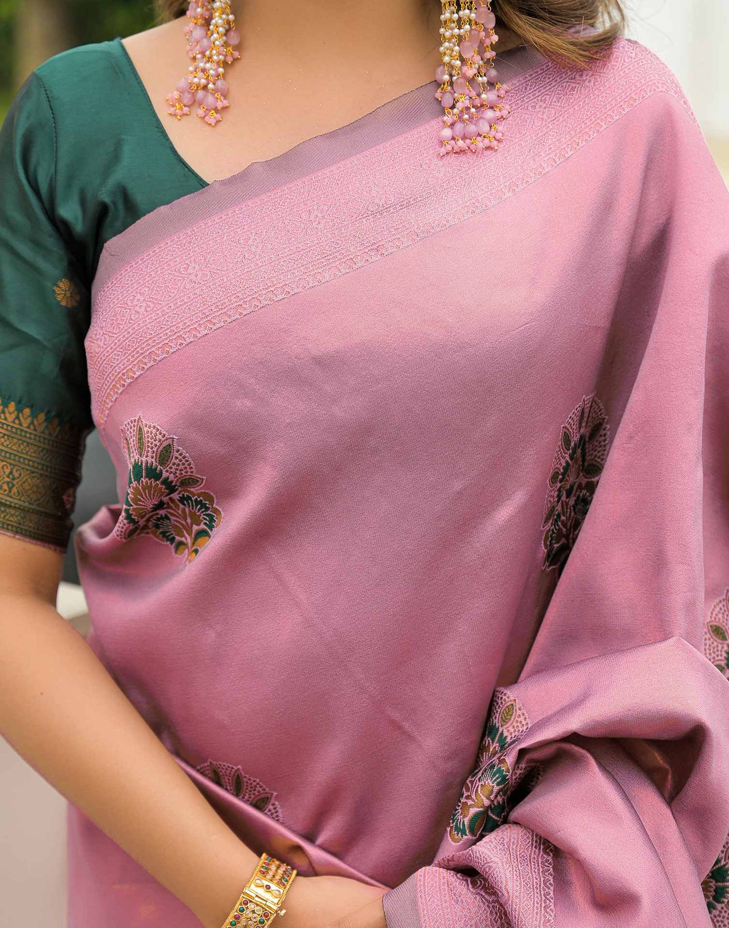 Mauve Silk Woven Saree
