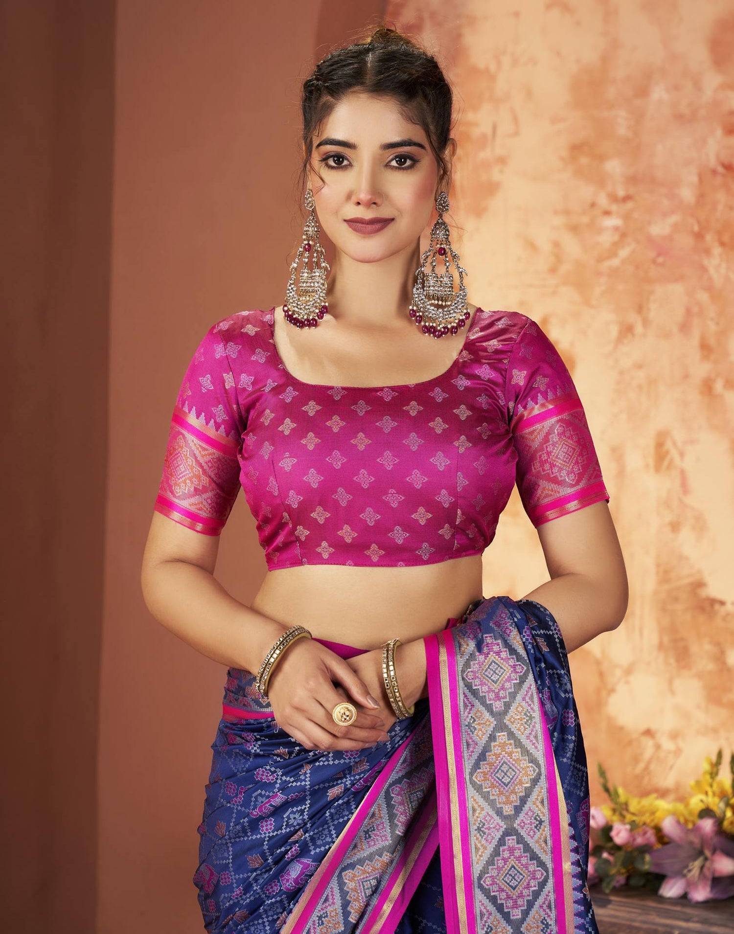 Navy Blue Silk Woven Patola Saree