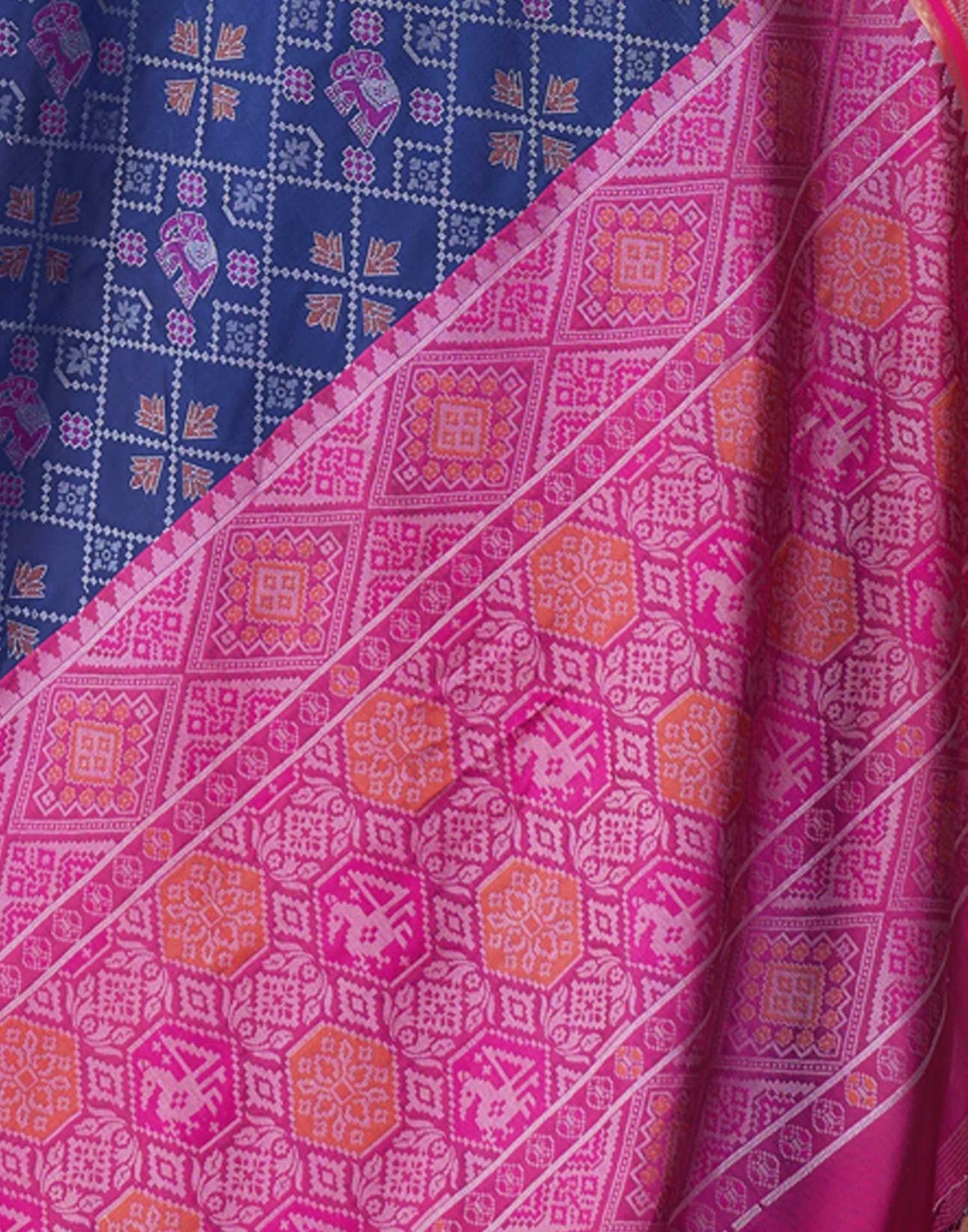 Navy Blue Silk Woven Patola Saree