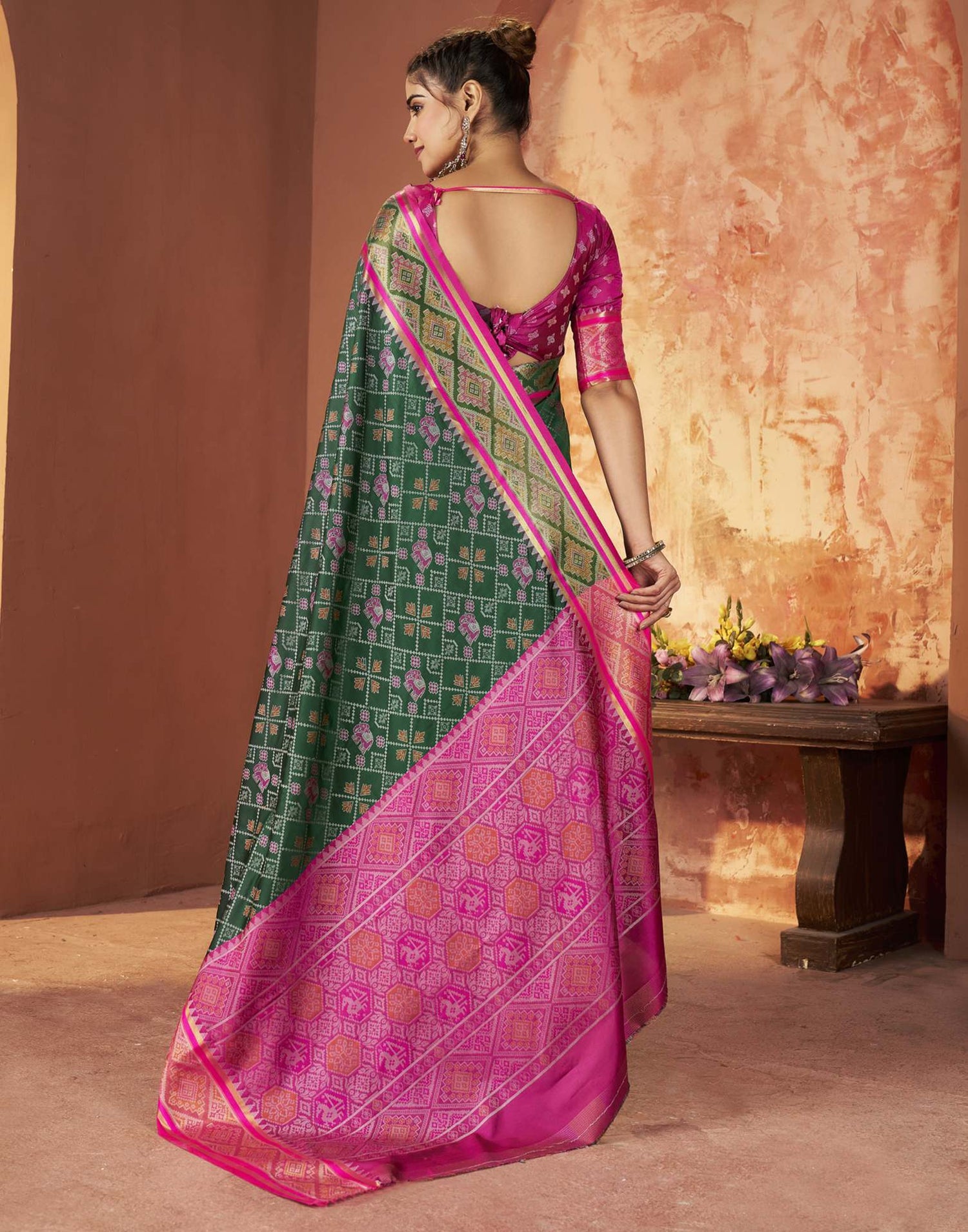 Dark Green Silk Woven Patola Saree