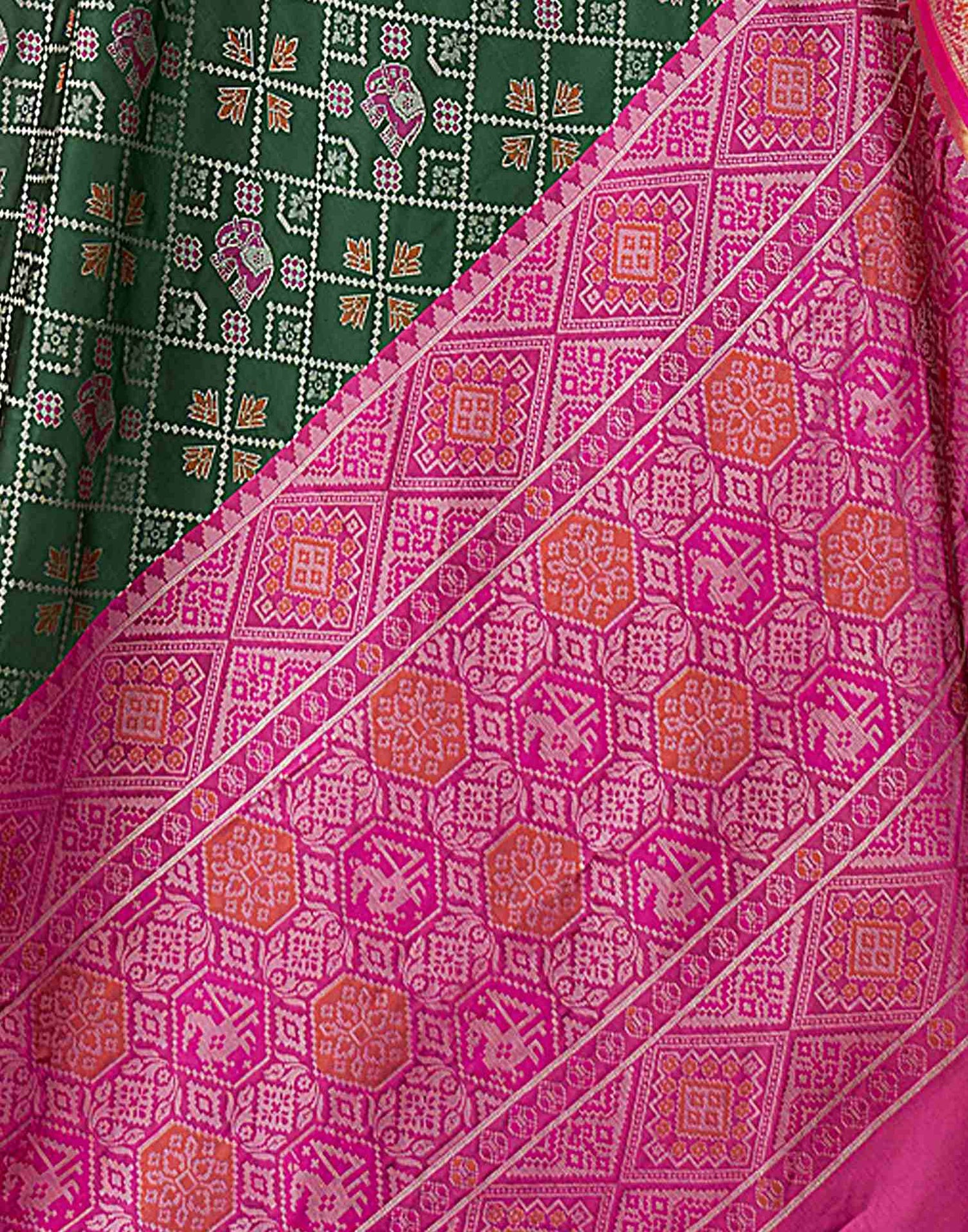 Dark Green Silk Woven Patola Saree