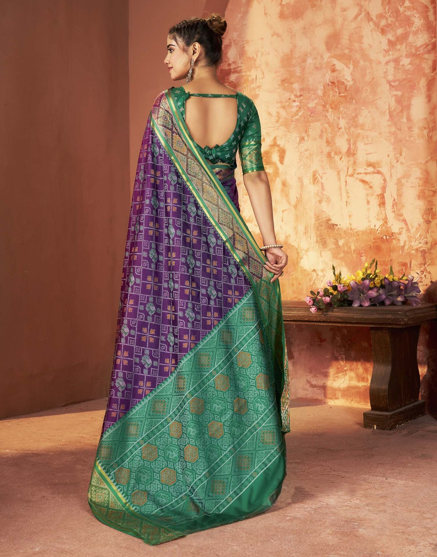 Dark Purple Silk Woven Patola Saree