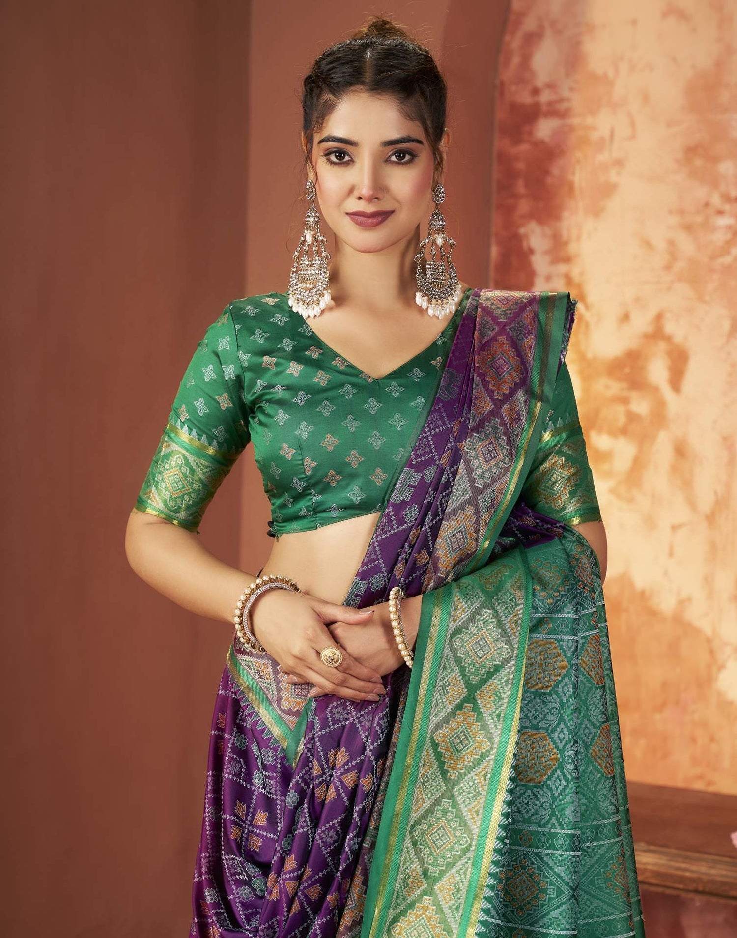Dark Purple Silk Woven Patola Saree