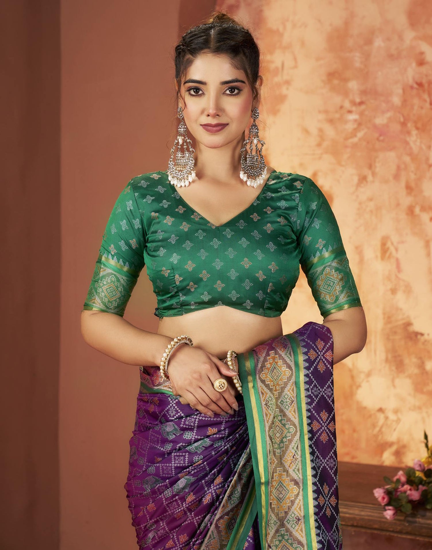 Dark Purple Silk Woven Patola Saree