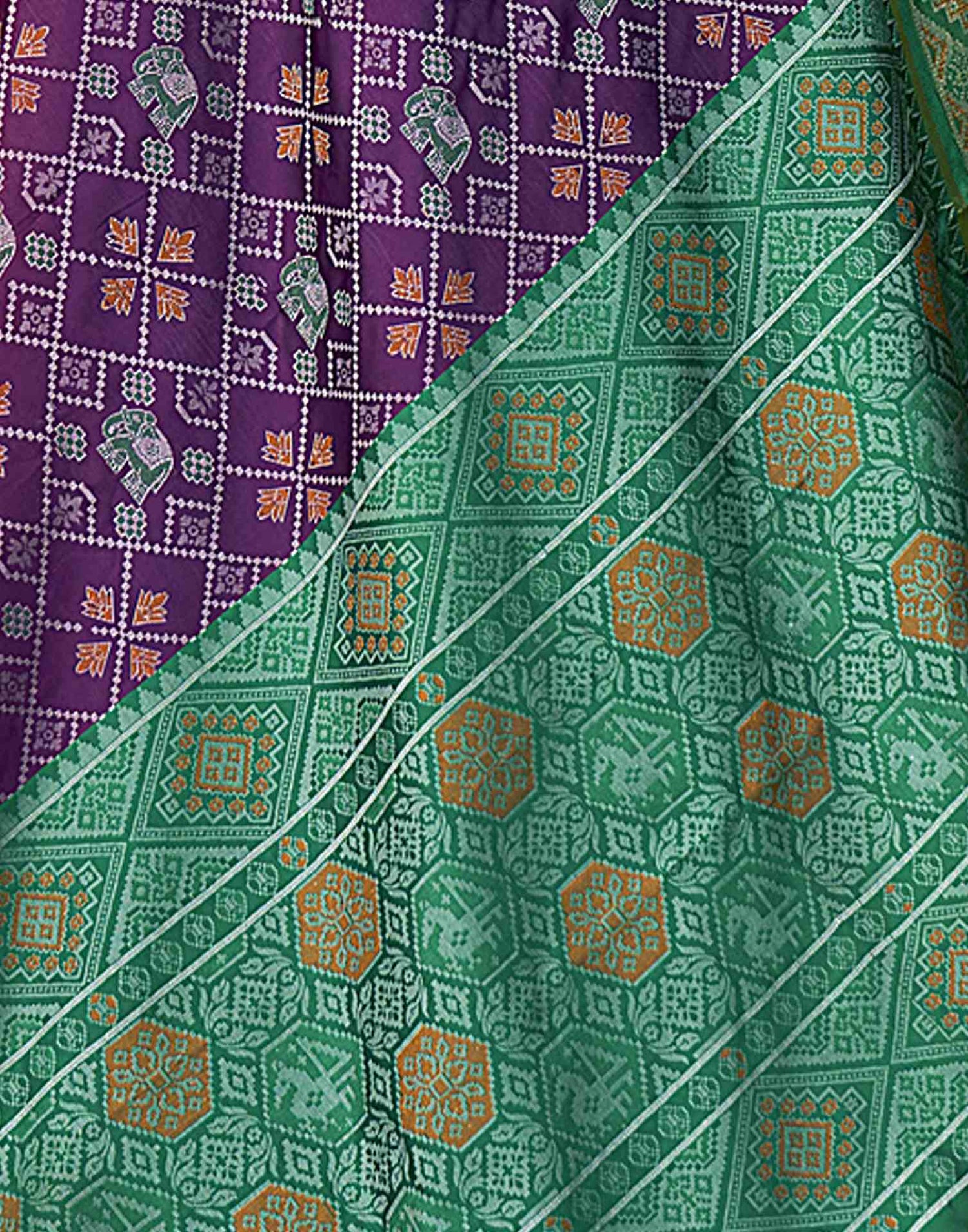 Dark Purple Silk Woven Patola Saree
