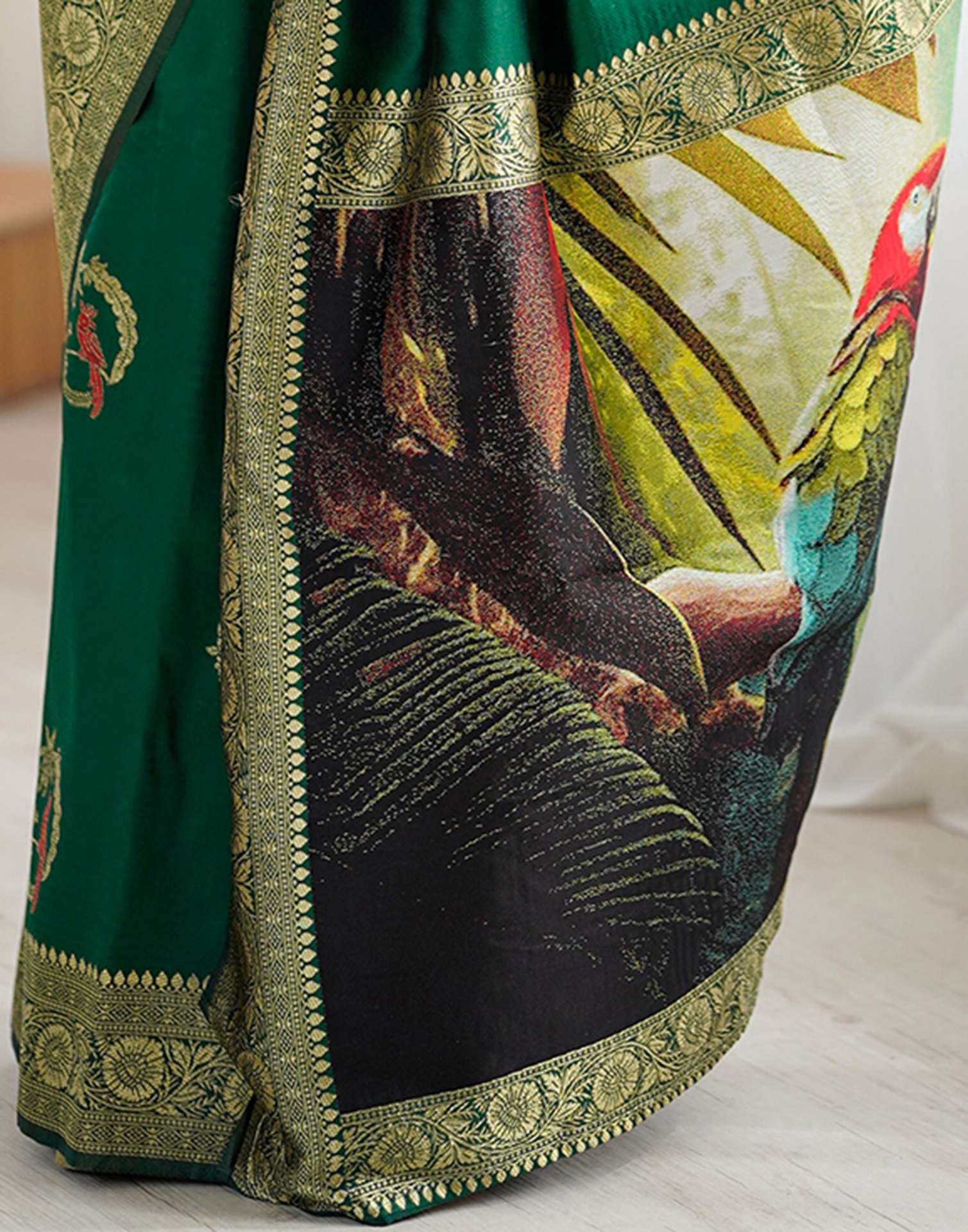 Dark Green Silk Woven Saree