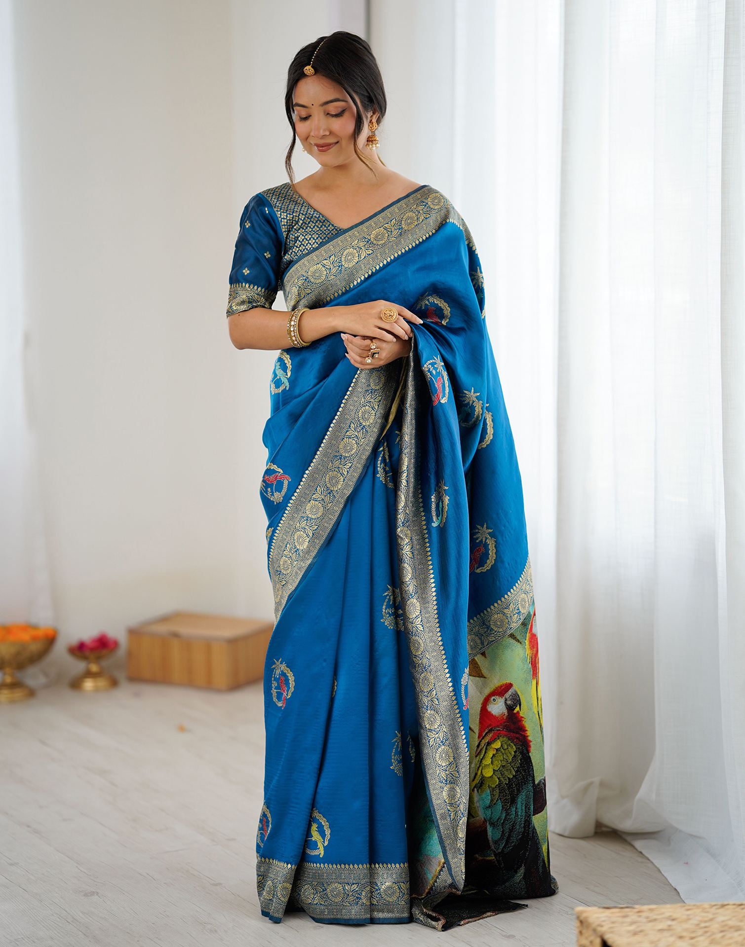 Blue Silk Woven Saree