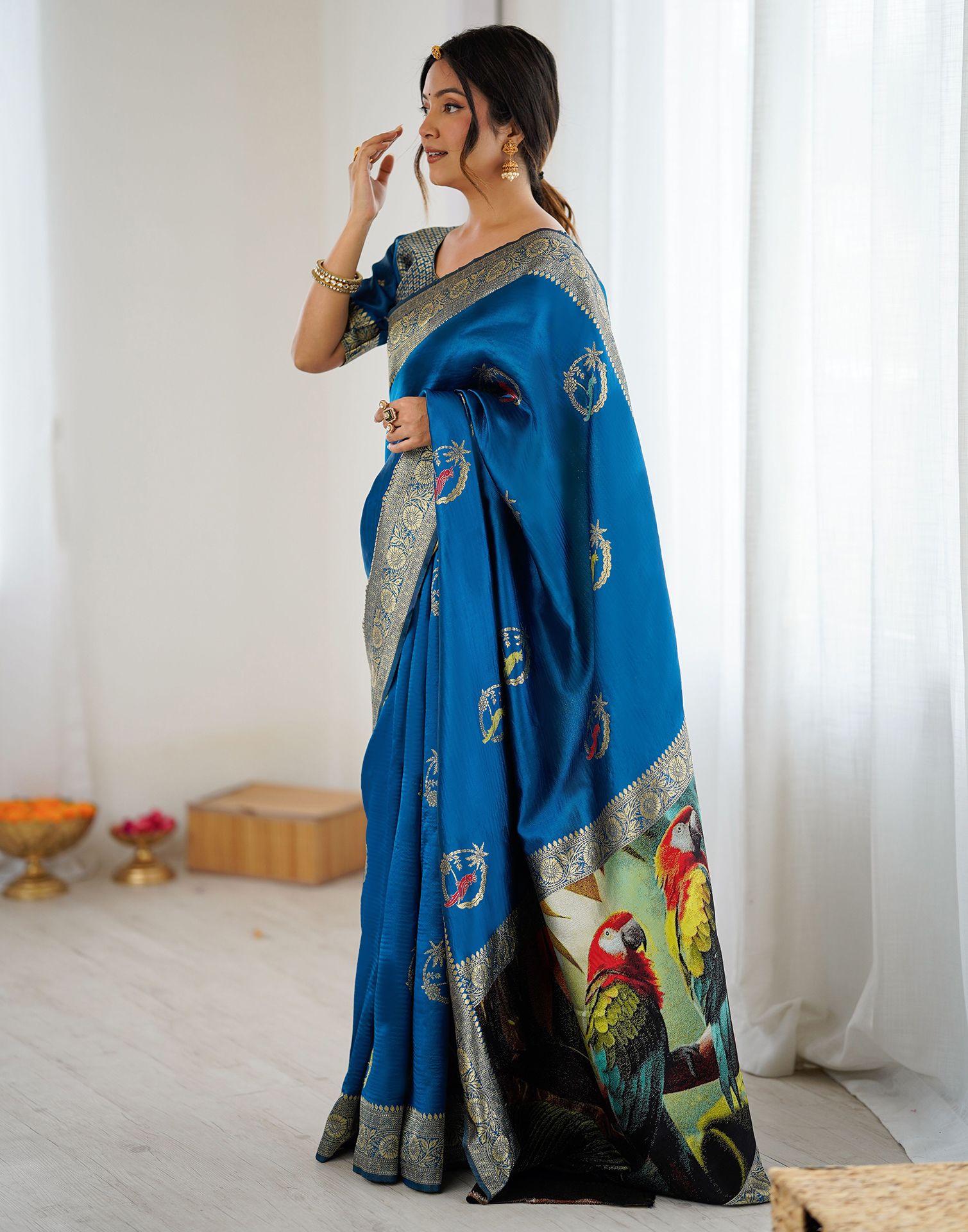 Blue Silk Woven Saree