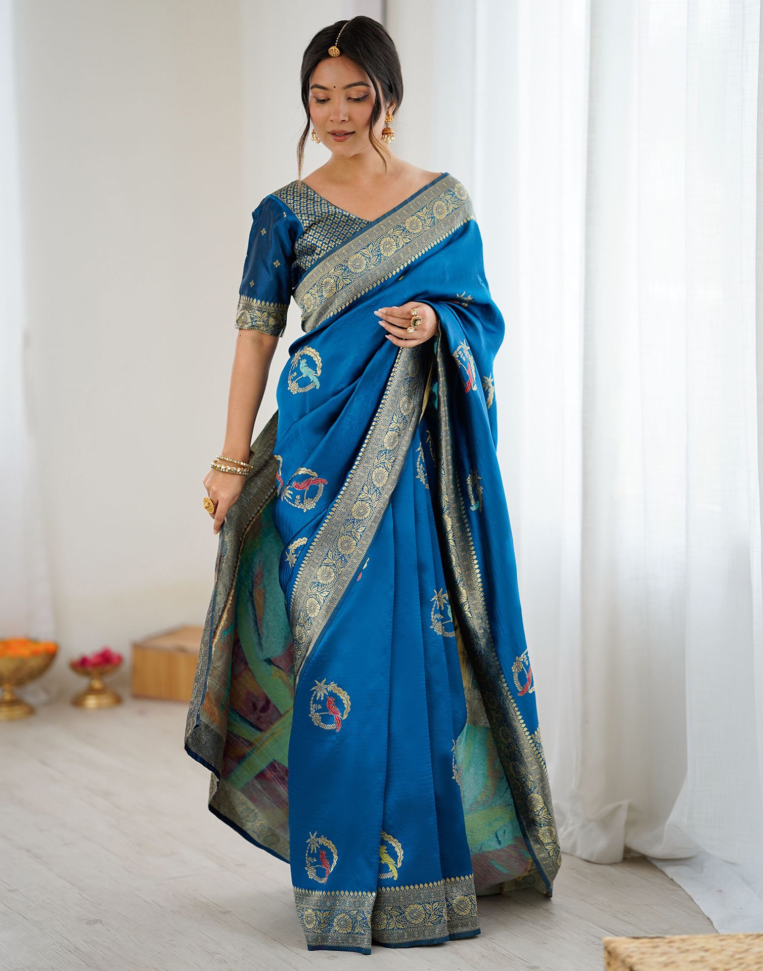 Blue Silk Woven Saree