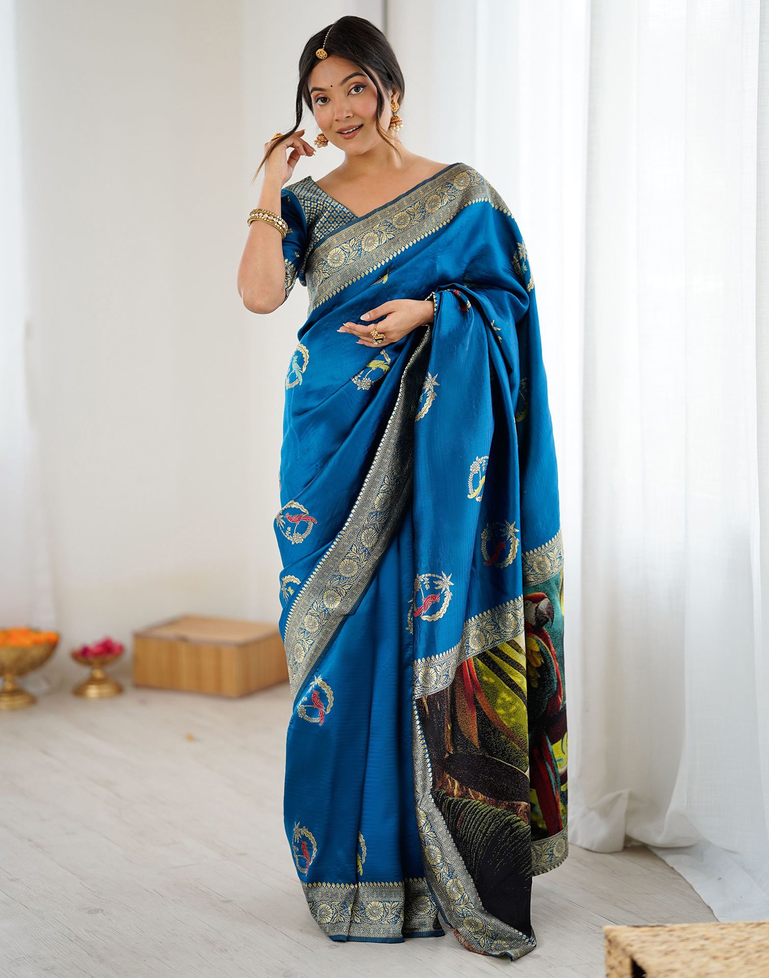 Blue Silk Woven Saree