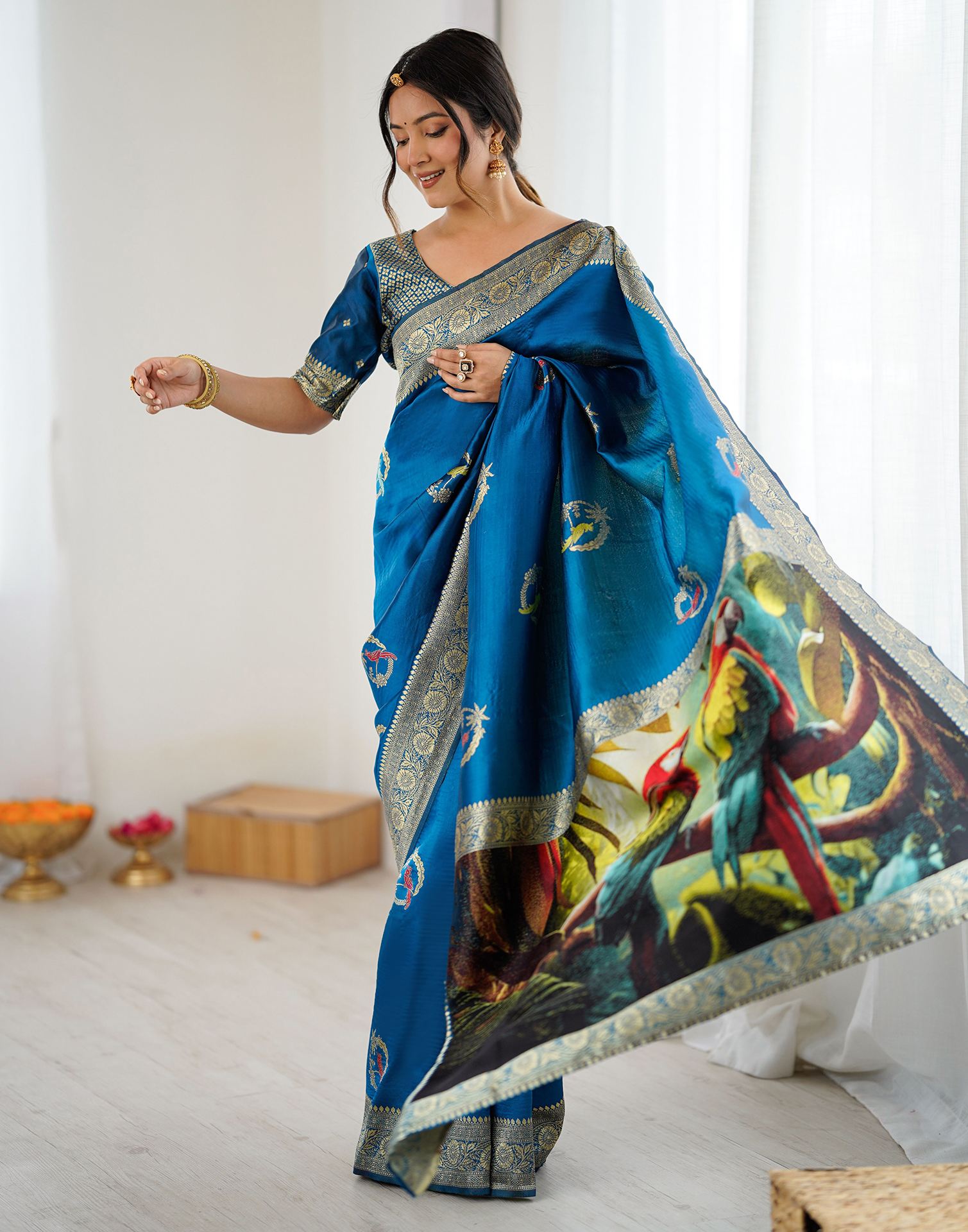 Blue Silk Woven Saree