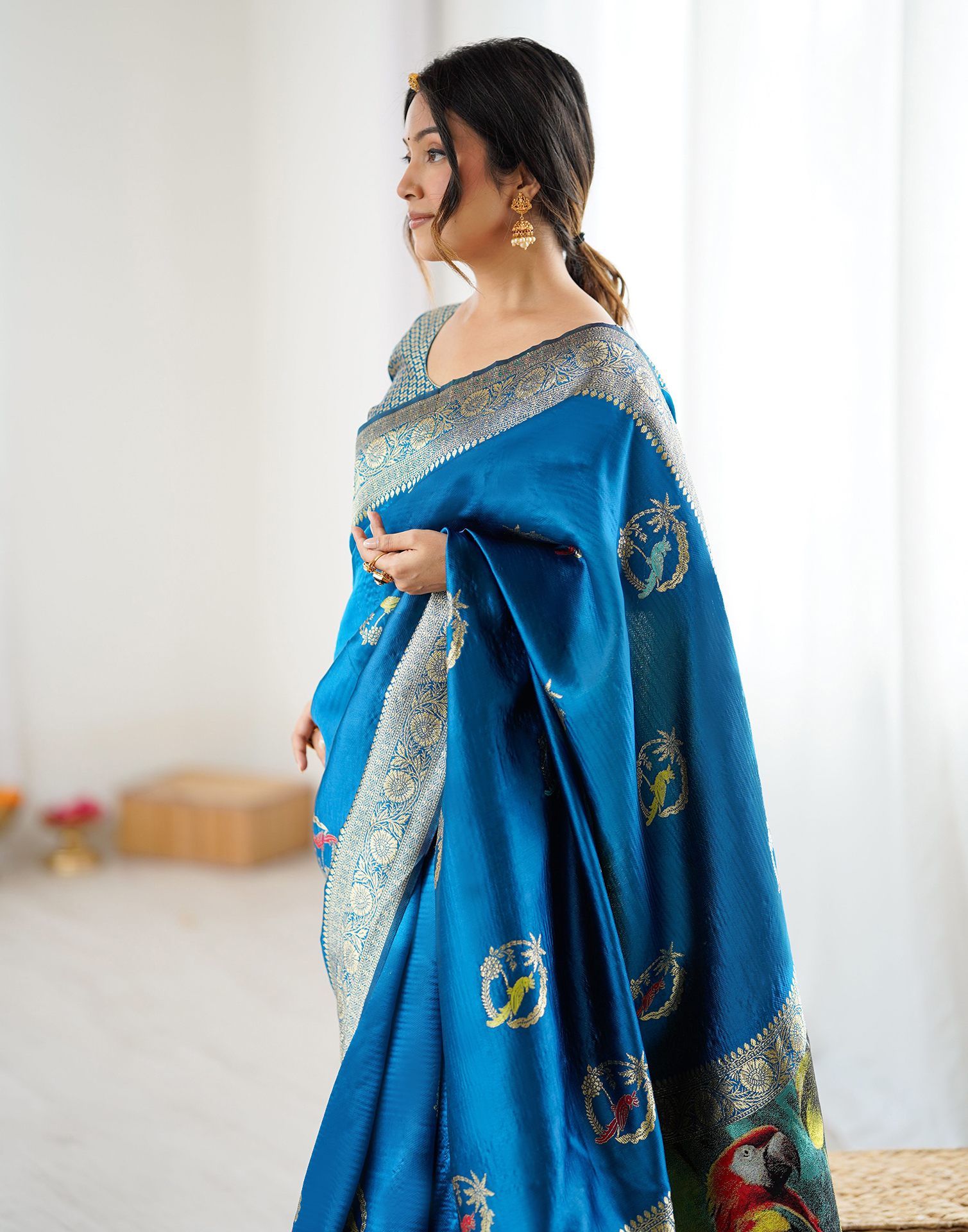 Blue Silk Woven Saree