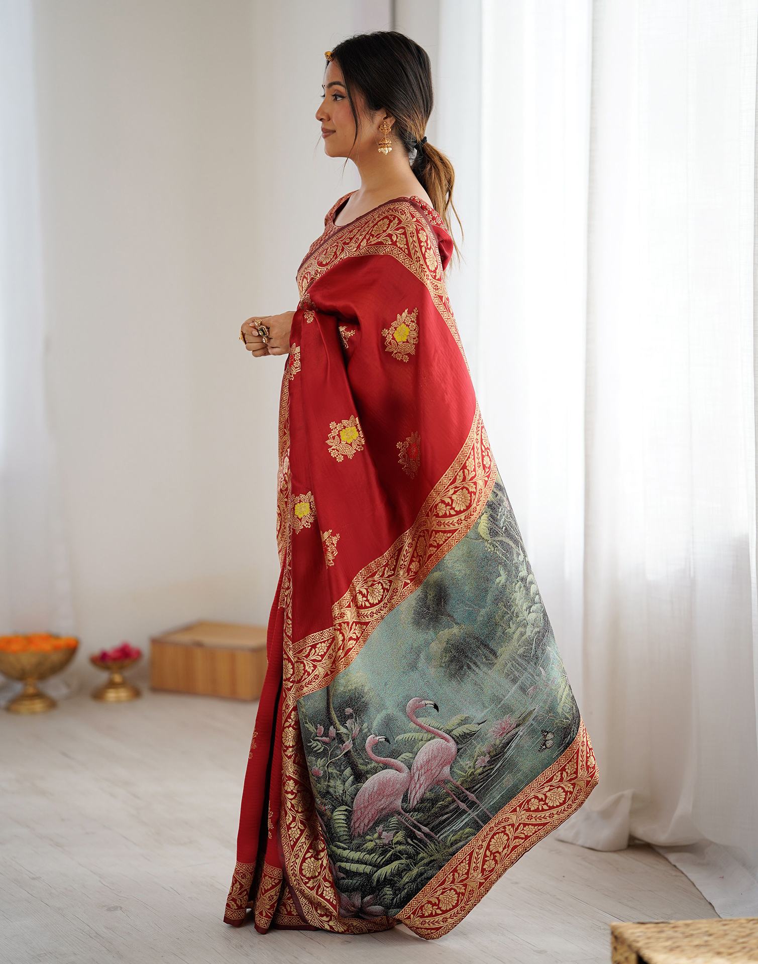 Red Silk Woven Saree