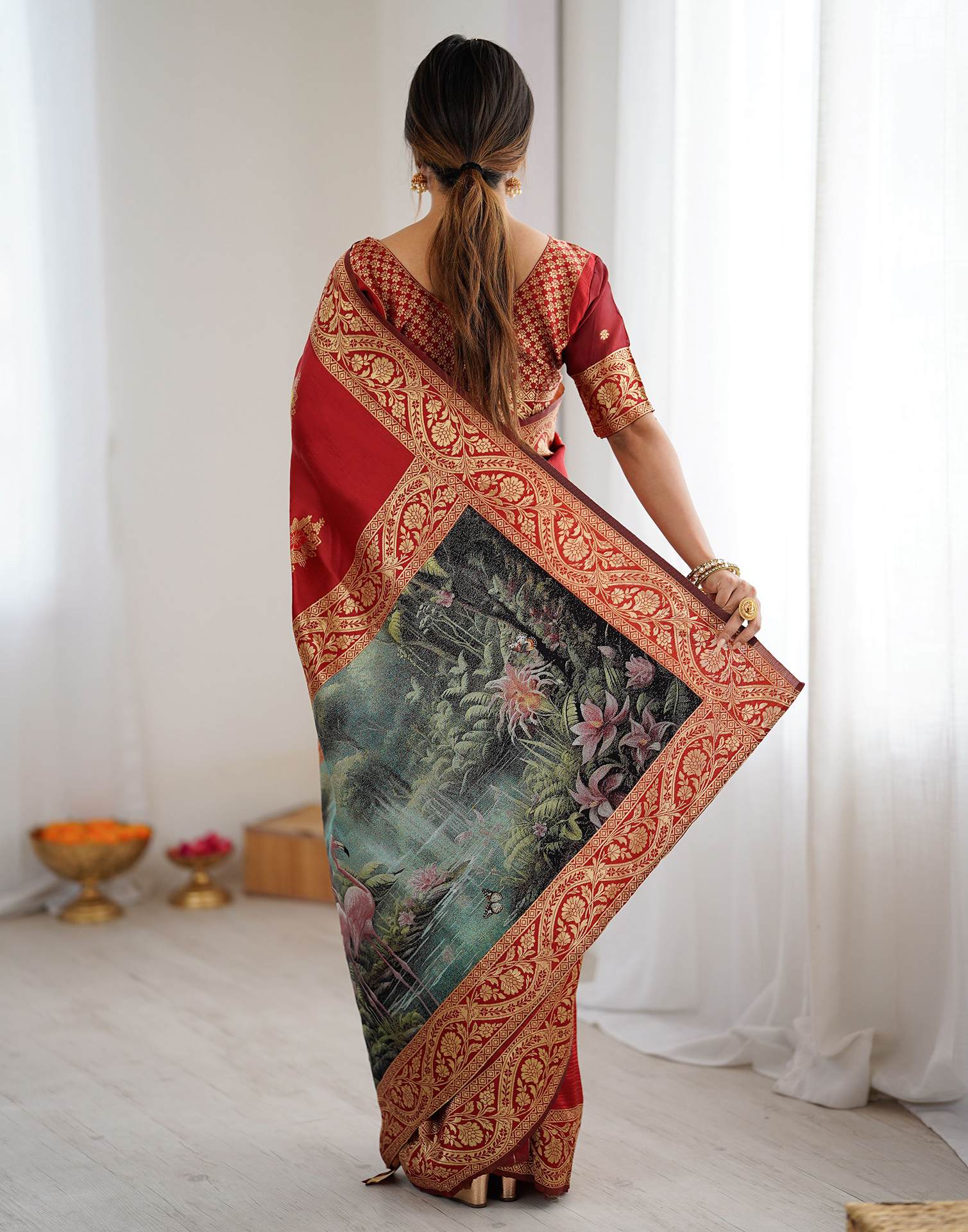 Red Silk Woven Saree