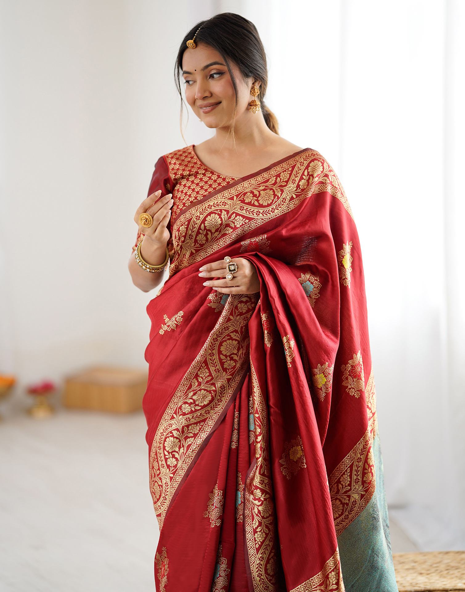 Red Silk Woven Saree