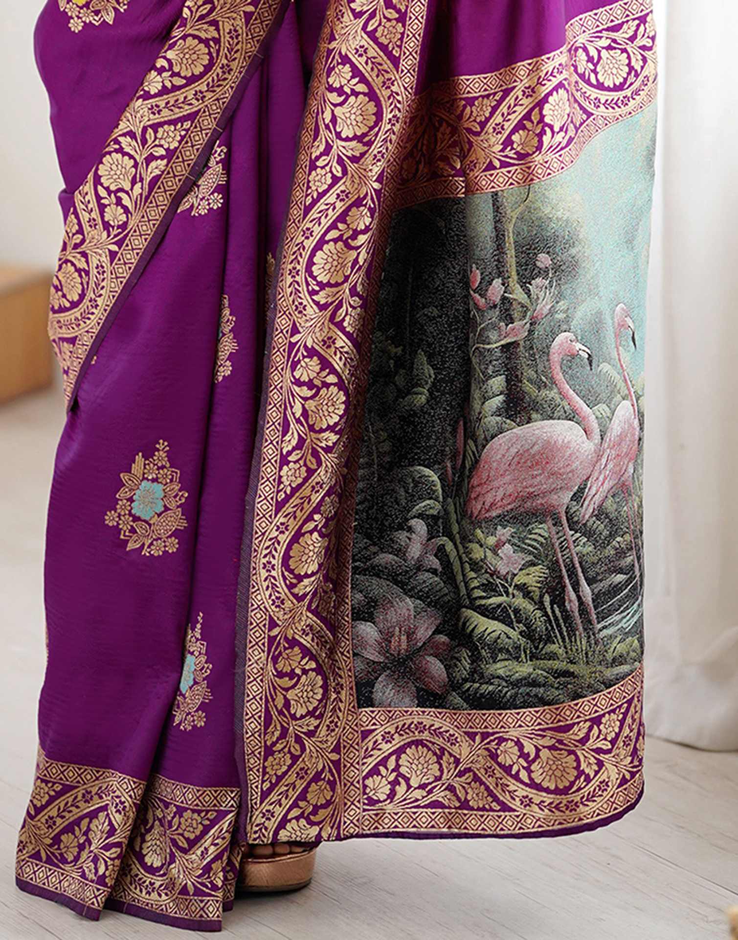 Dark Purple Silk Woven Saree