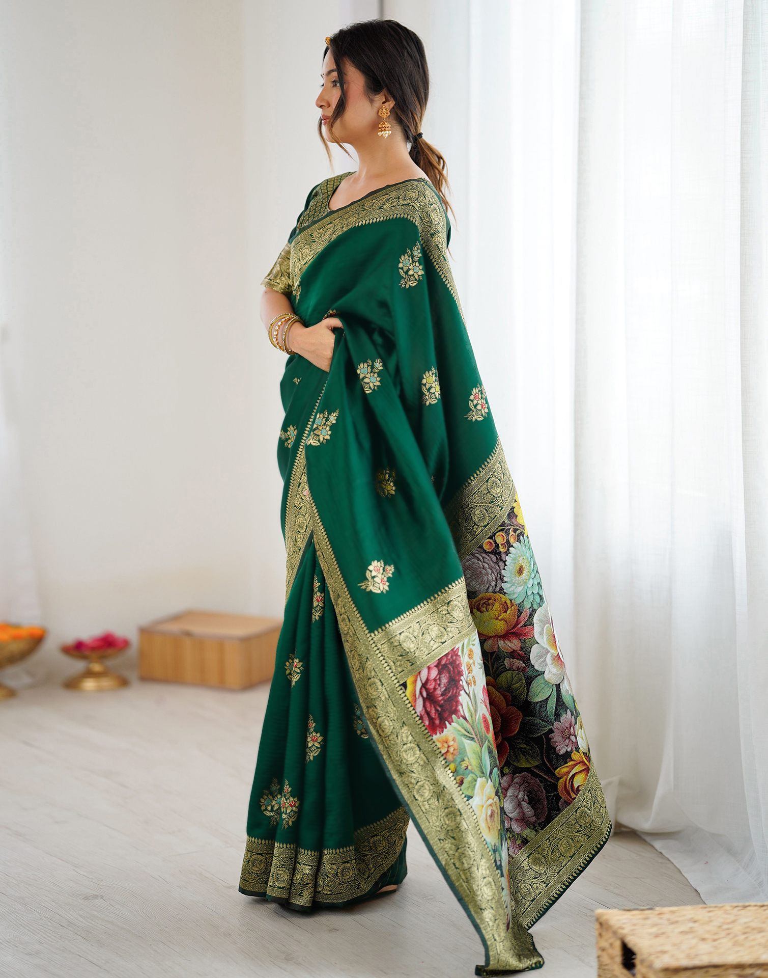 Green Silk Woven Saree