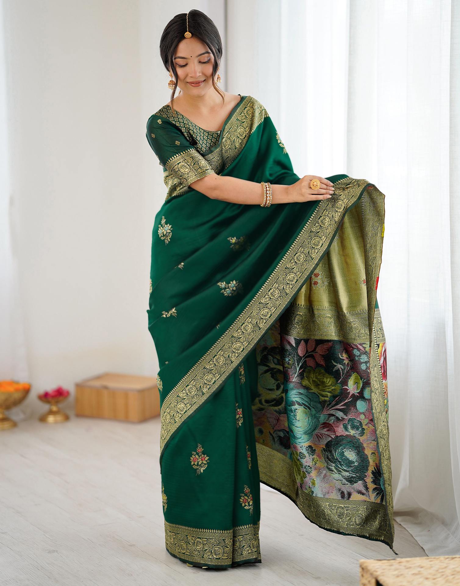 Green Silk Woven Saree