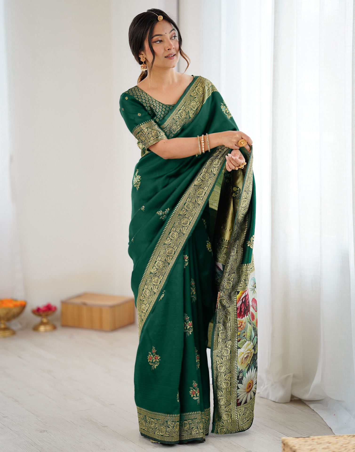 Green Silk Woven Saree