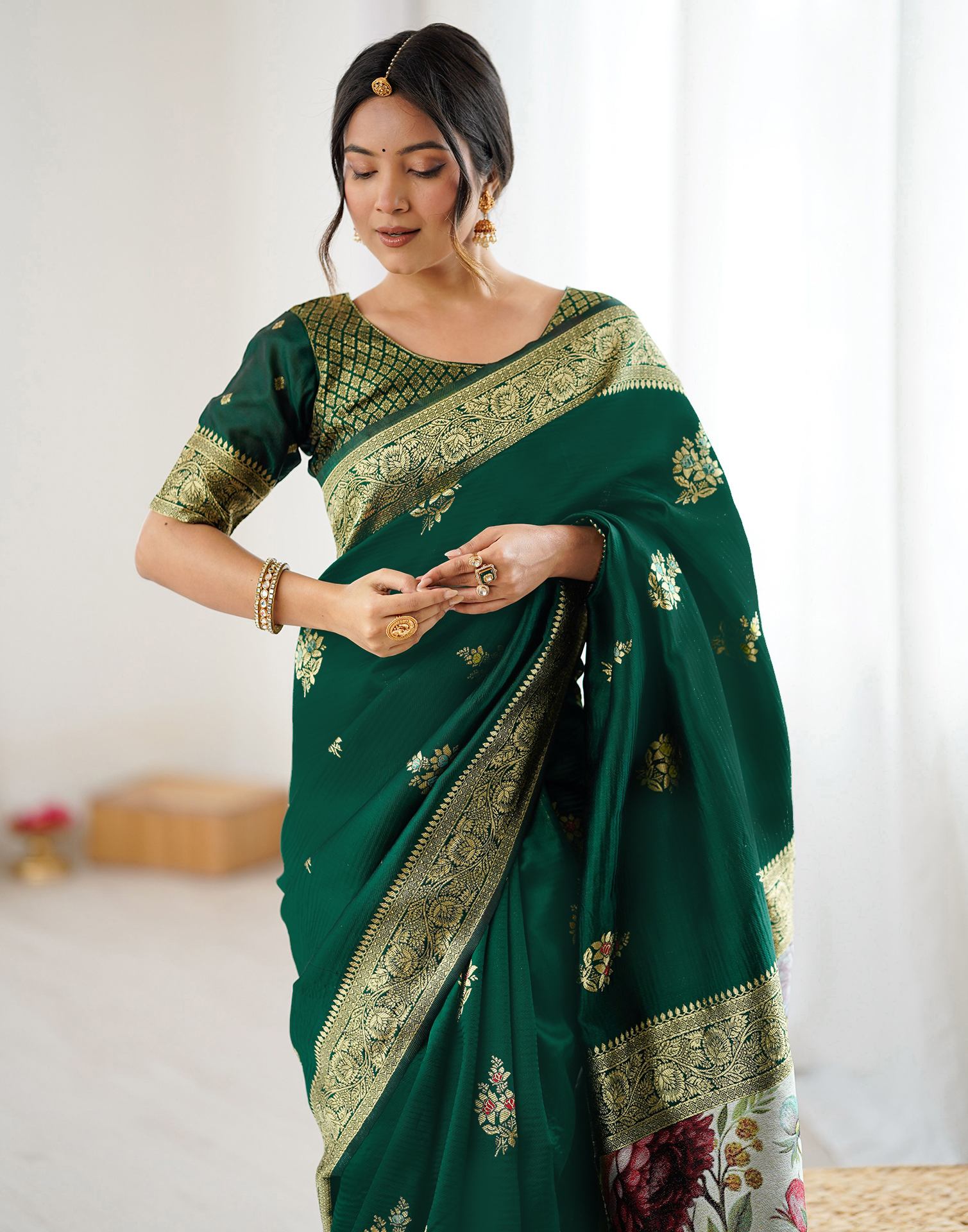 Green Silk Woven Saree