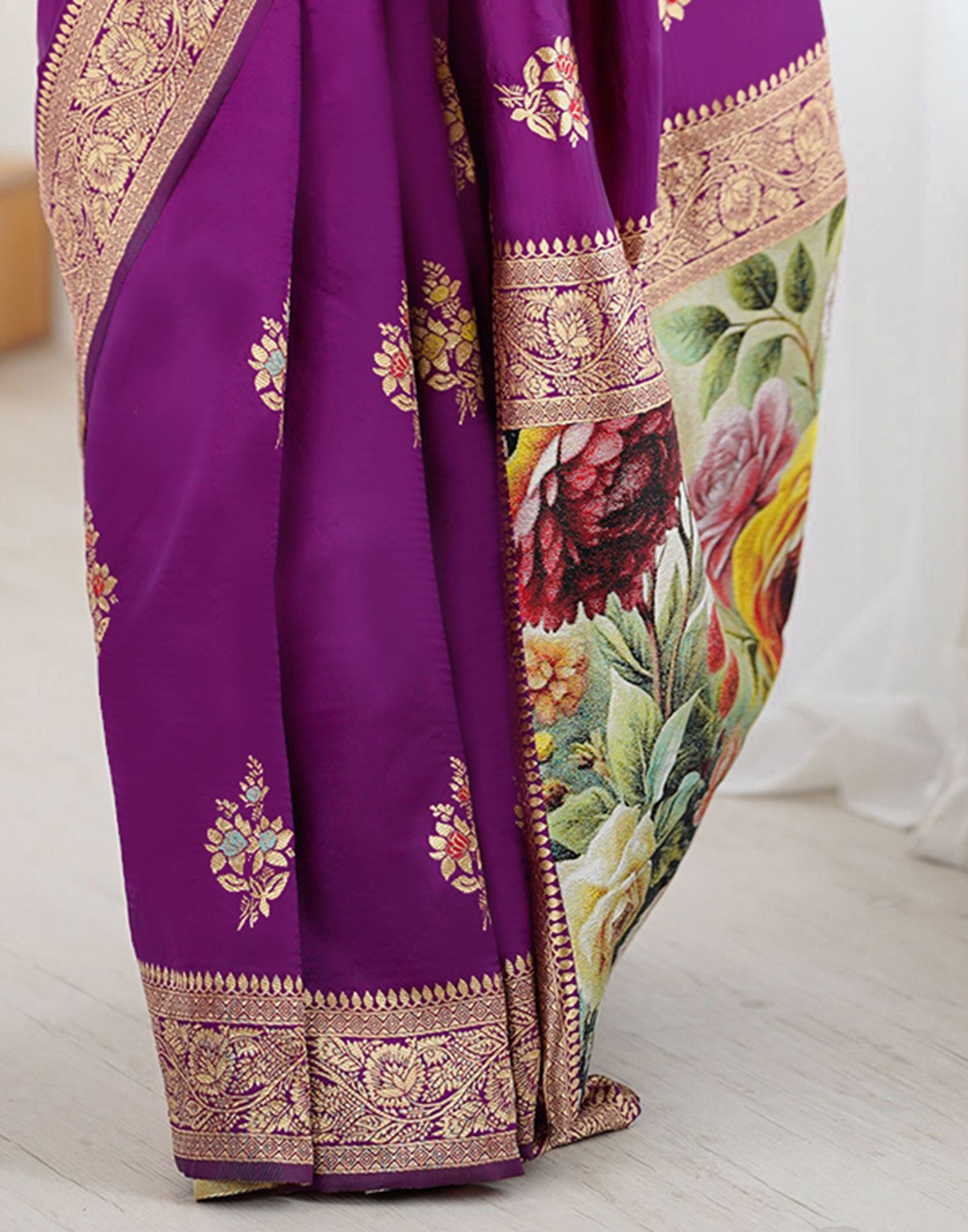 Purple Silk Woven Saree