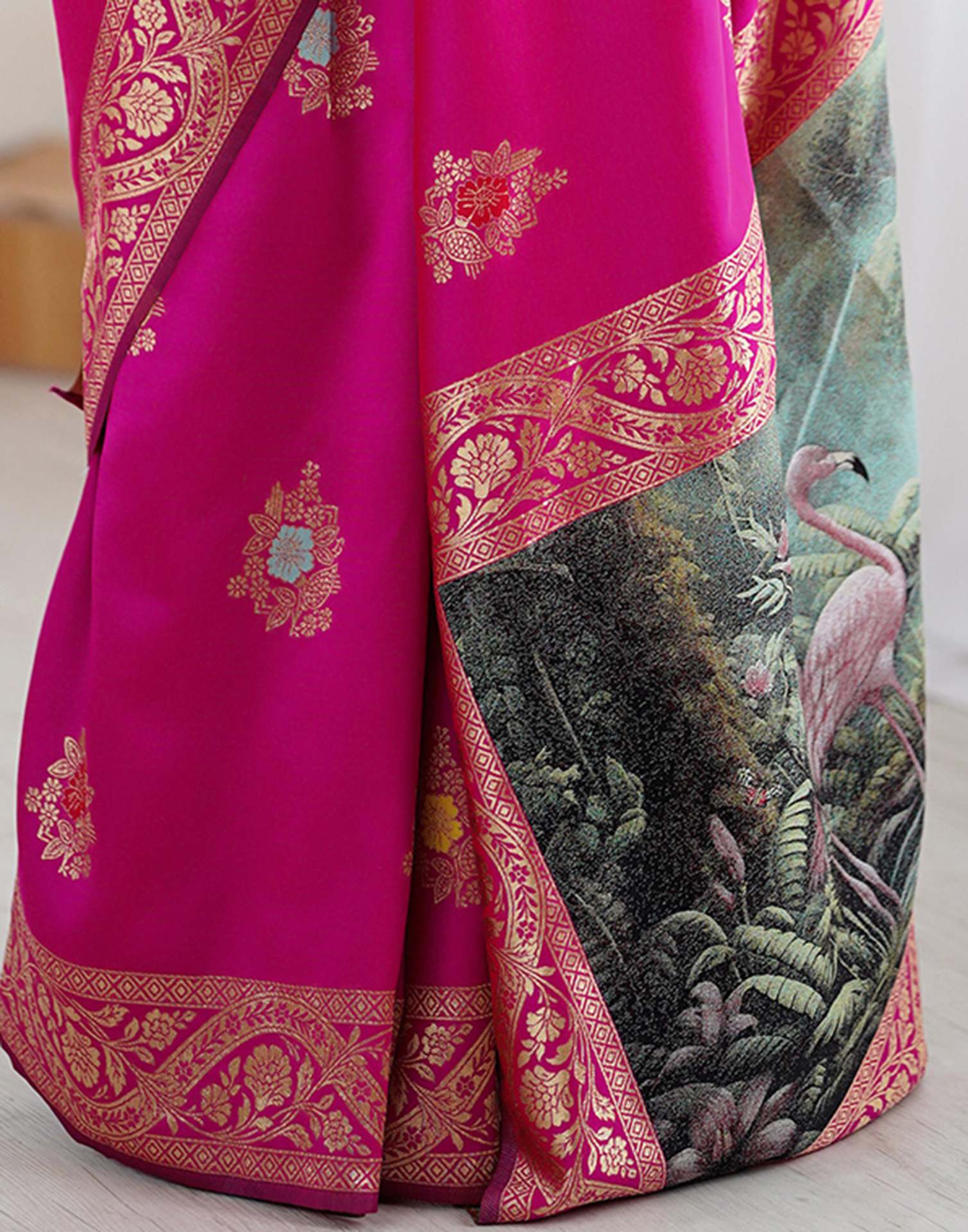 Pink Silk Woven Saree