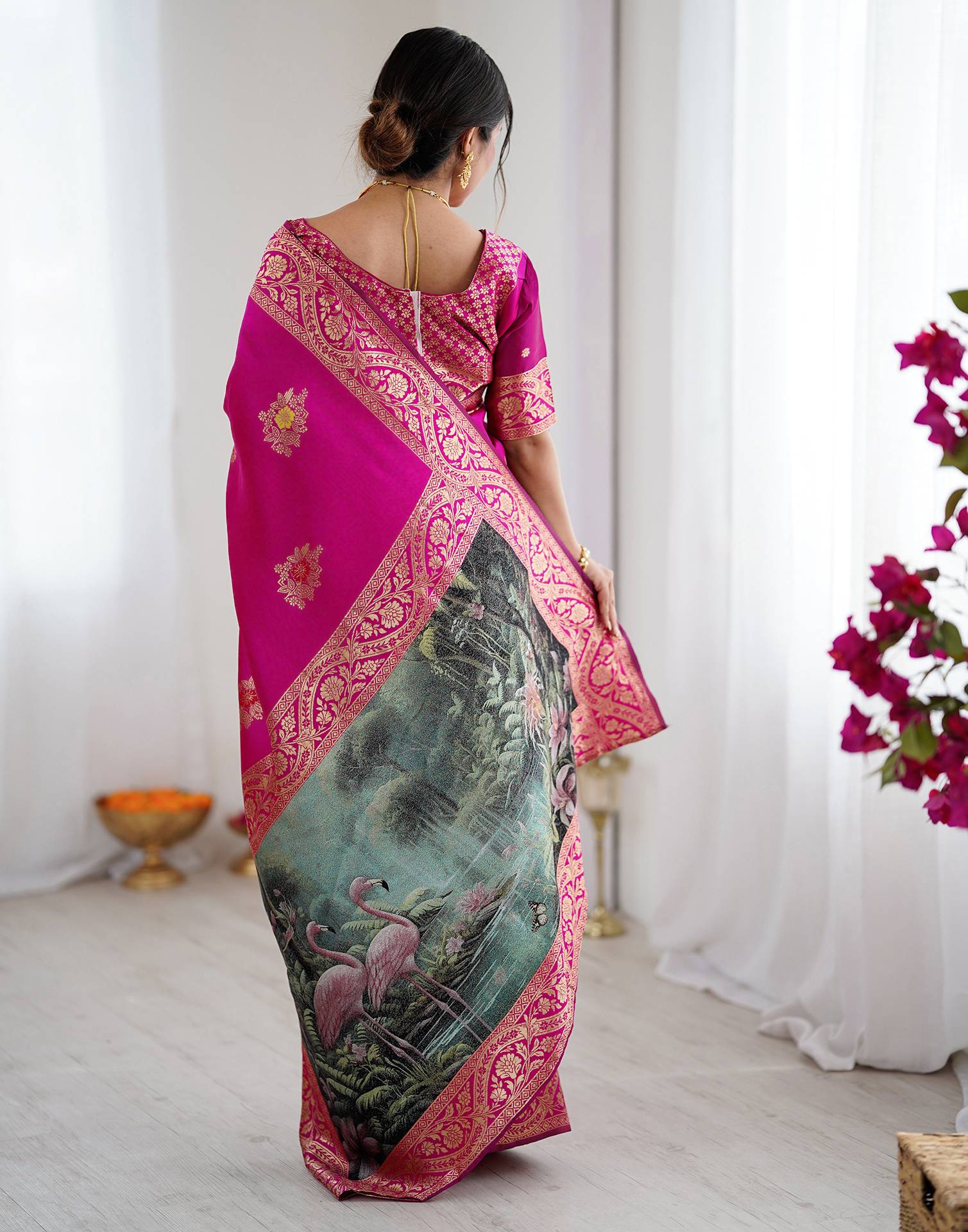 Pink Silk Woven Saree