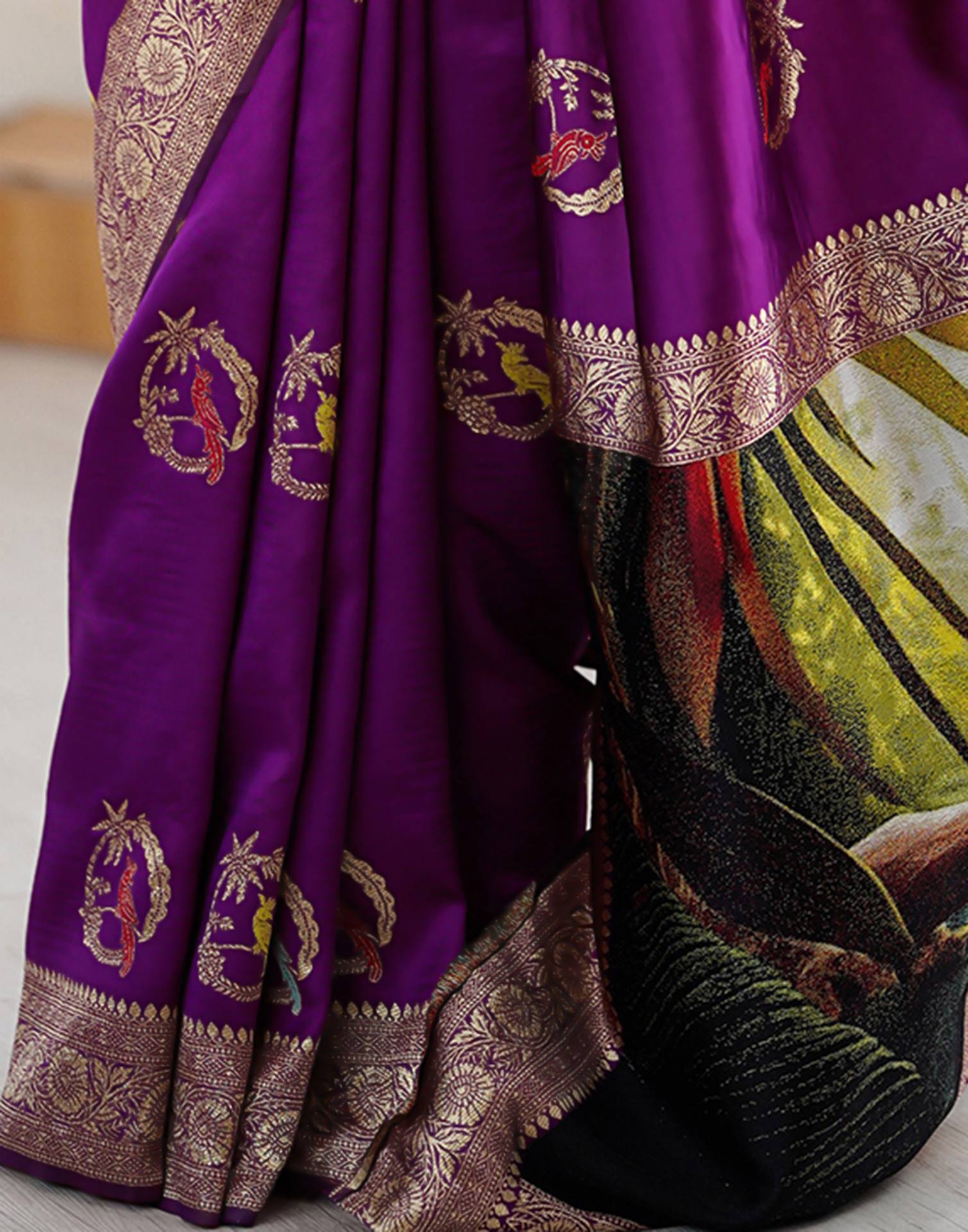 Dark Purple Silk Woven Saree