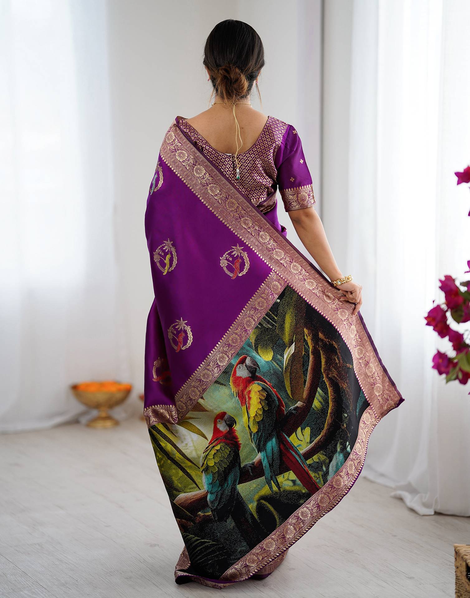 Dark Purple Silk Woven Saree