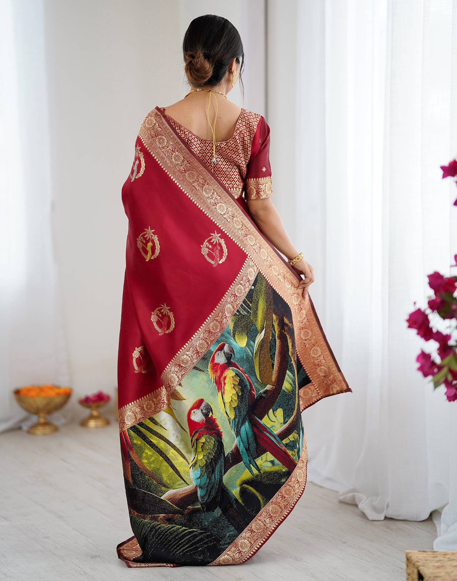 Red Silk Woven Saree
