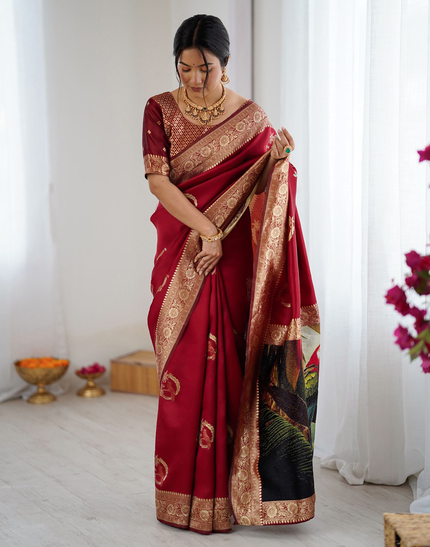 Red Silk Woven Saree