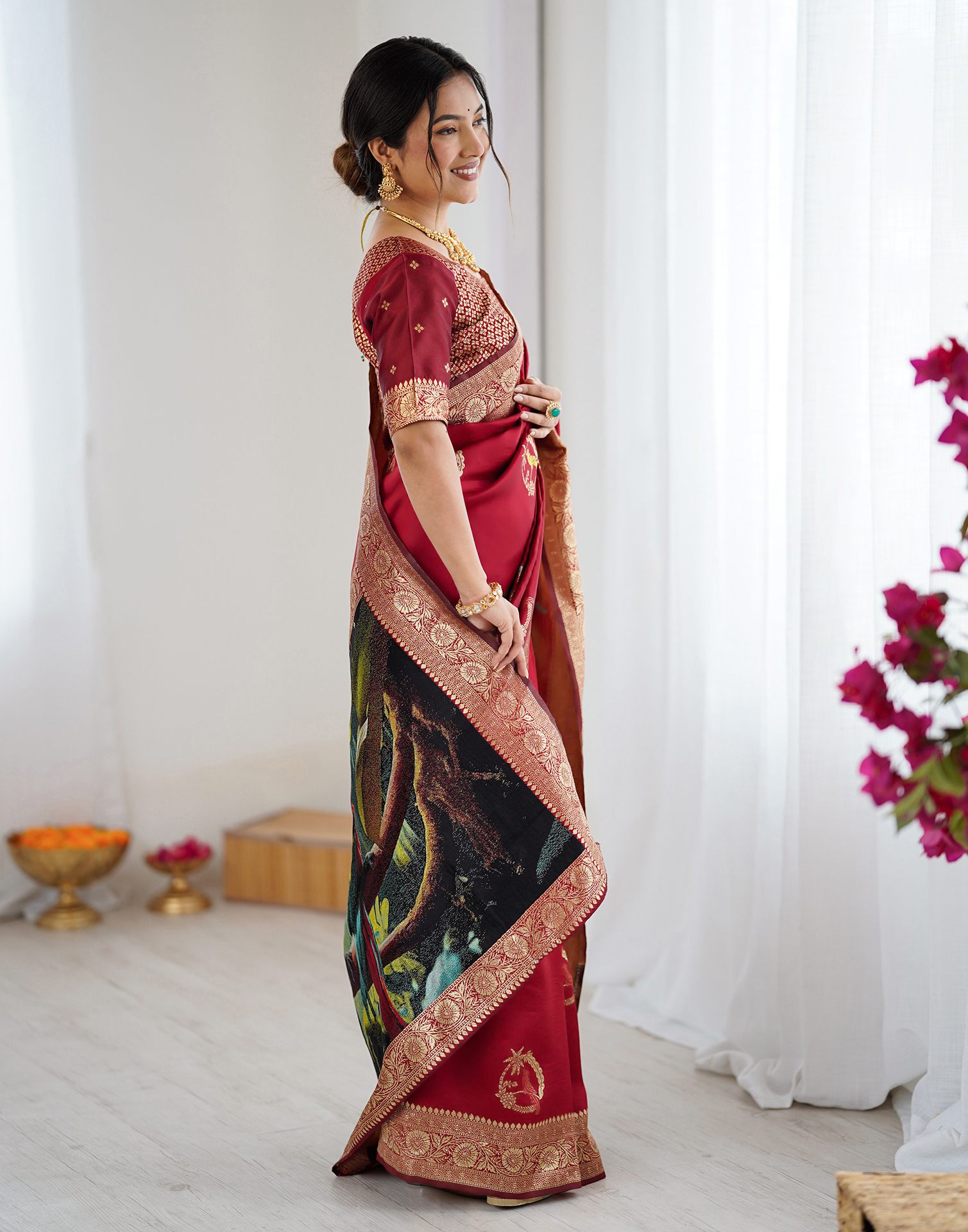 Red Silk Woven Saree