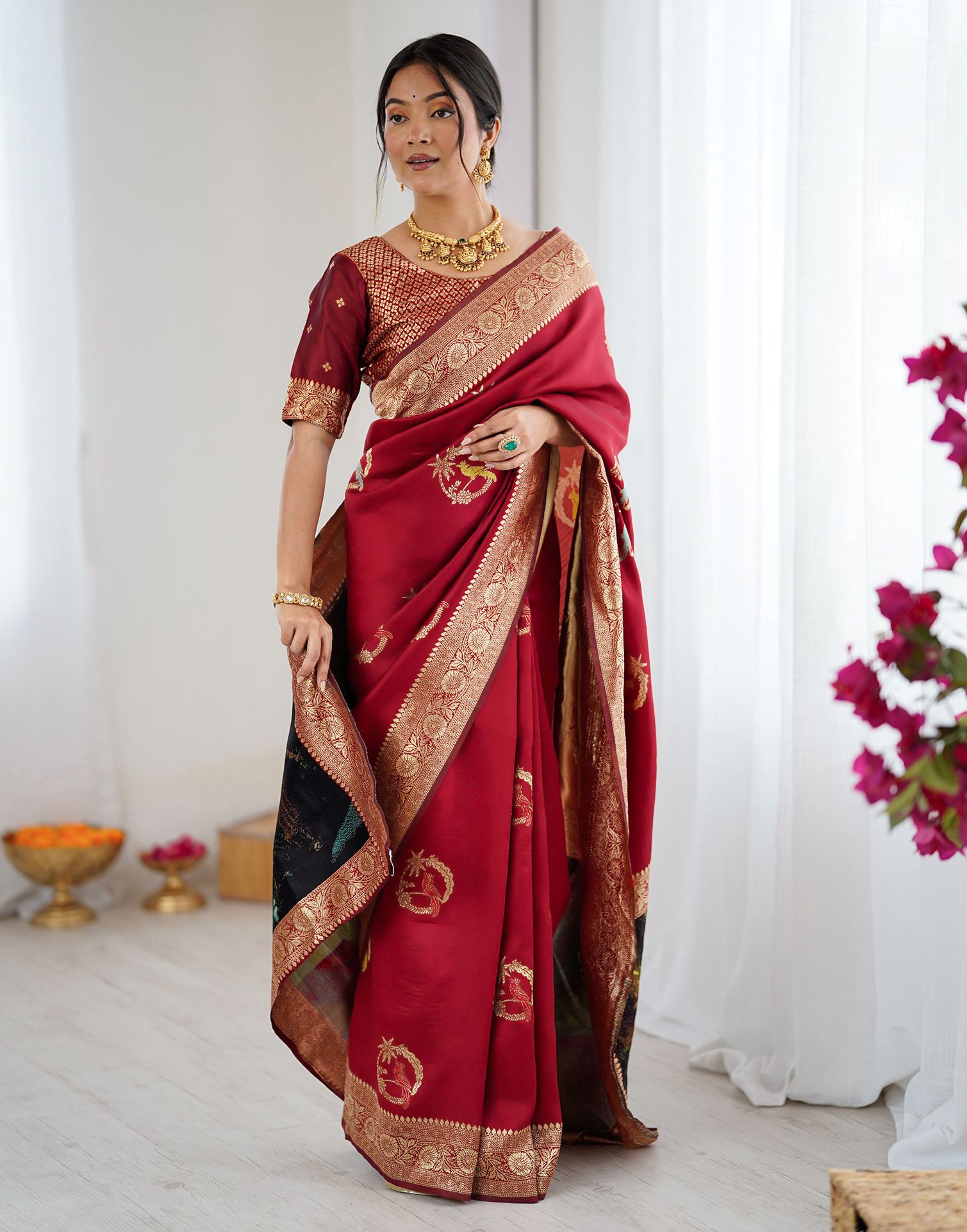 Red Silk Woven Saree