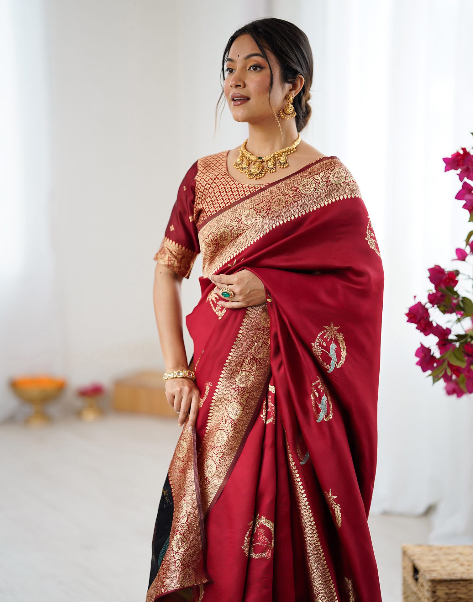 Red Silk Woven Saree