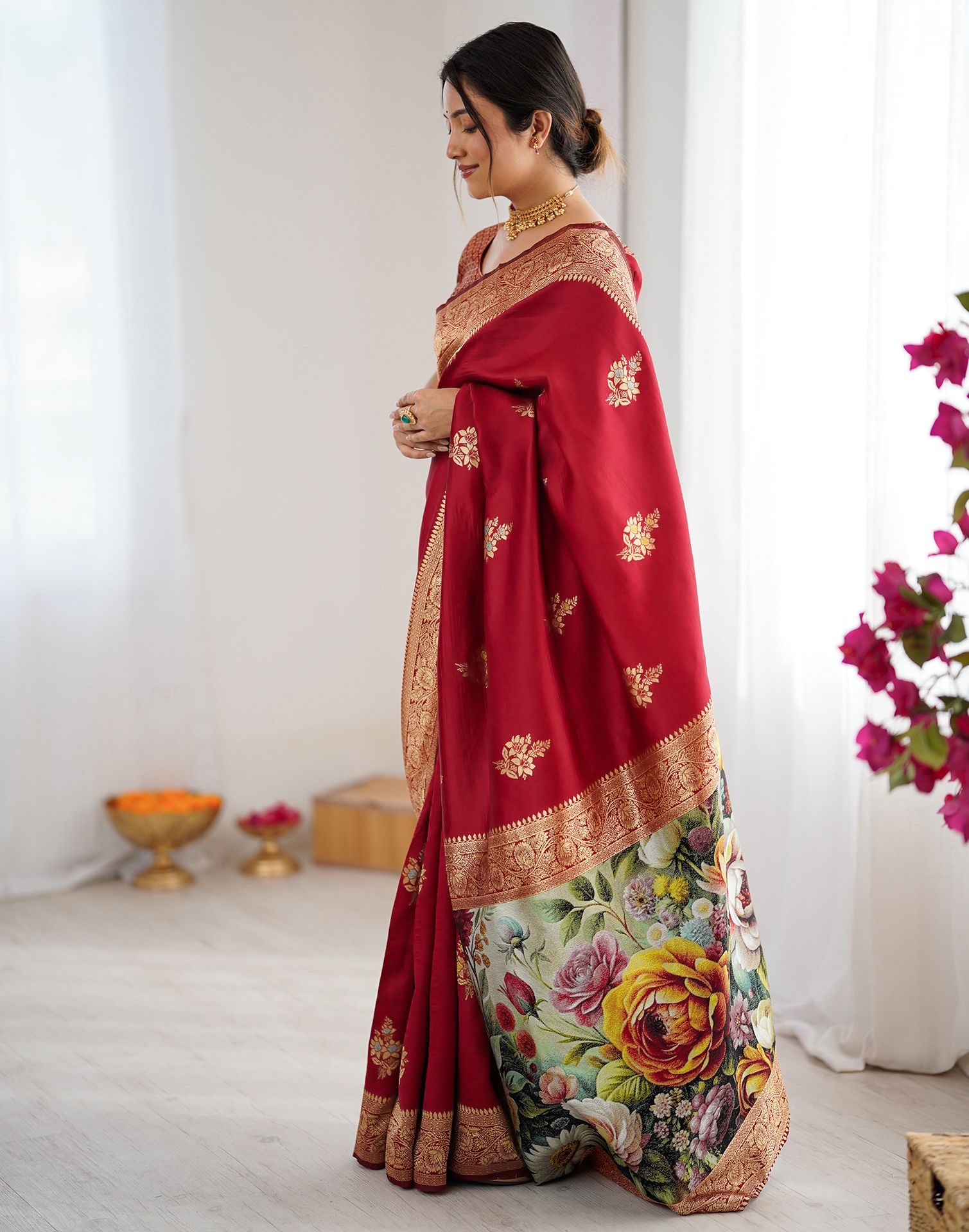 Red Silk Woven Saree