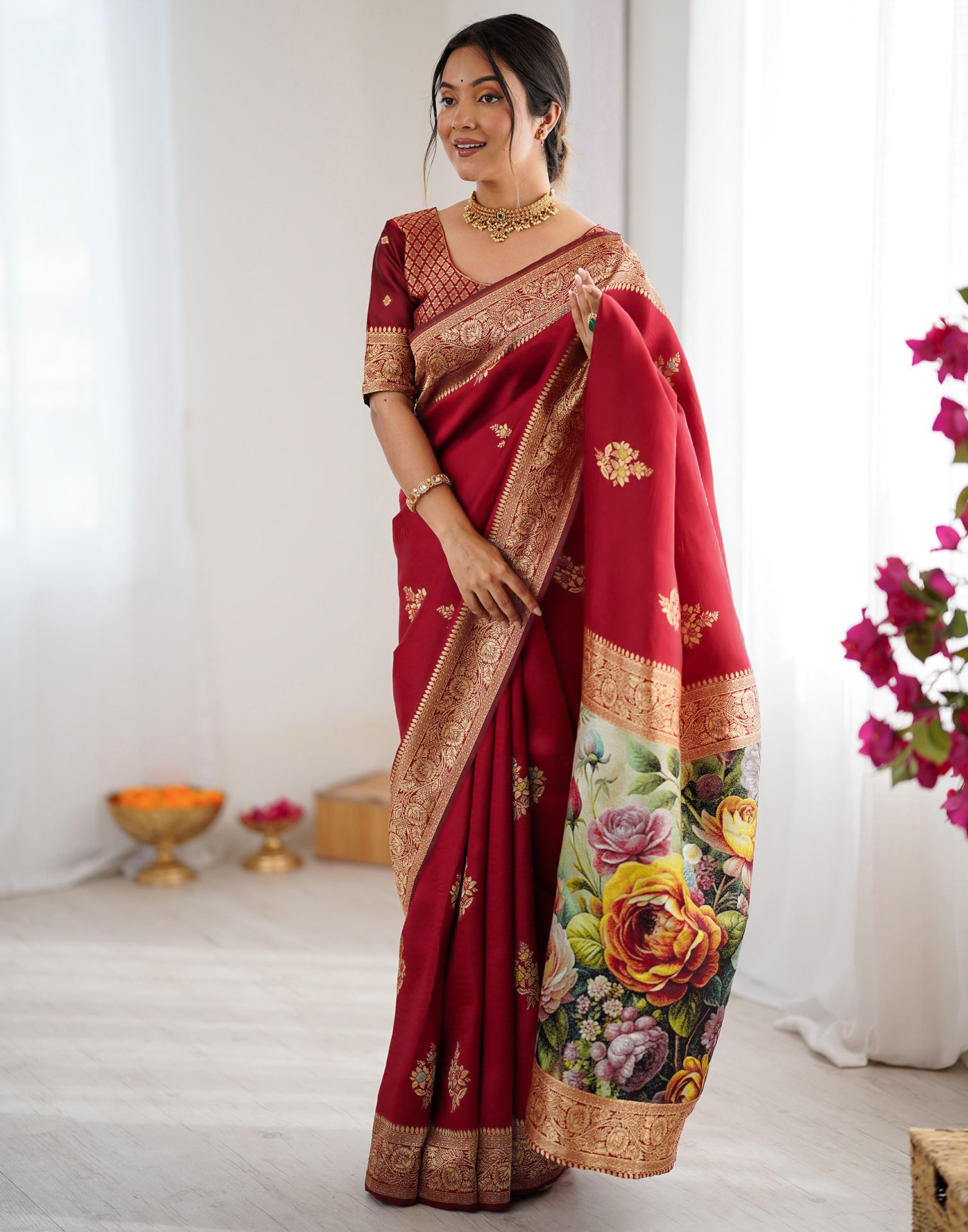 Red Silk Woven Saree