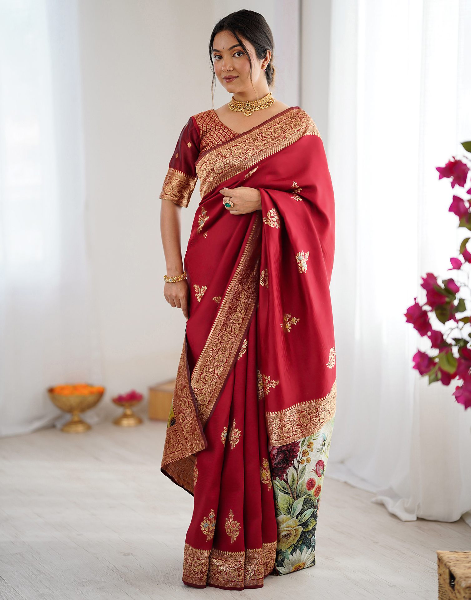 Red Silk Woven Saree