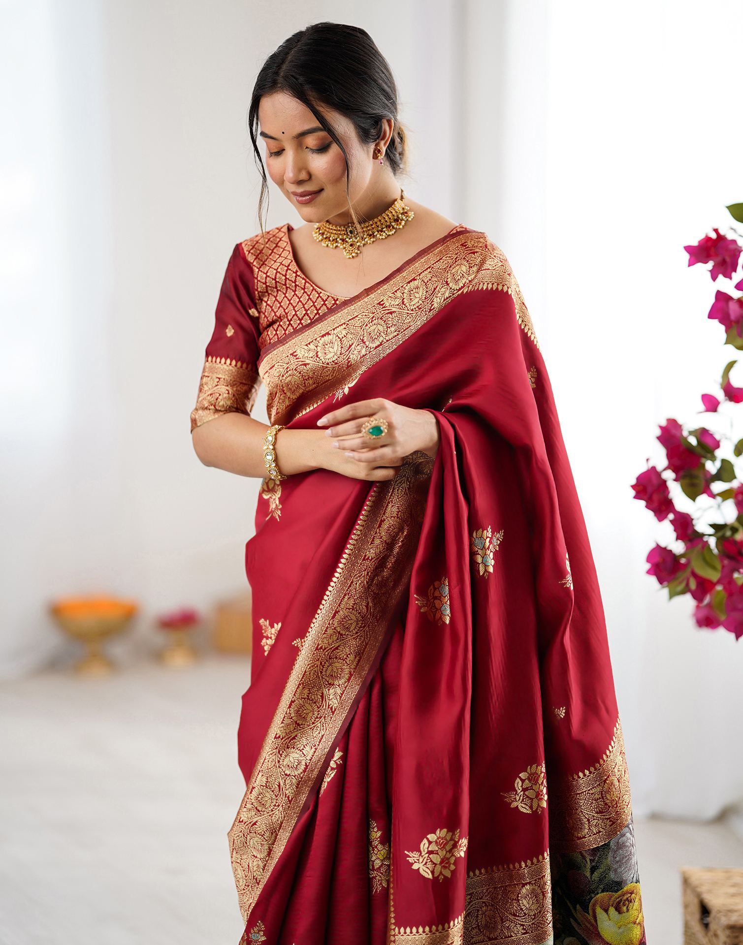 Red Silk Woven Saree