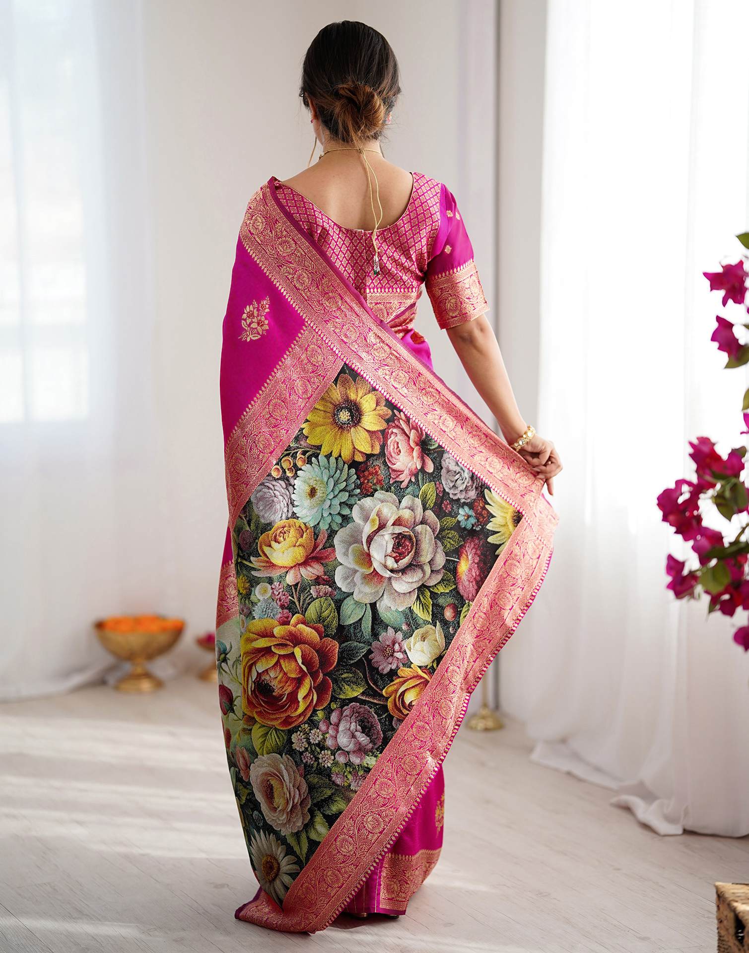 Pink Silk Woven Saree